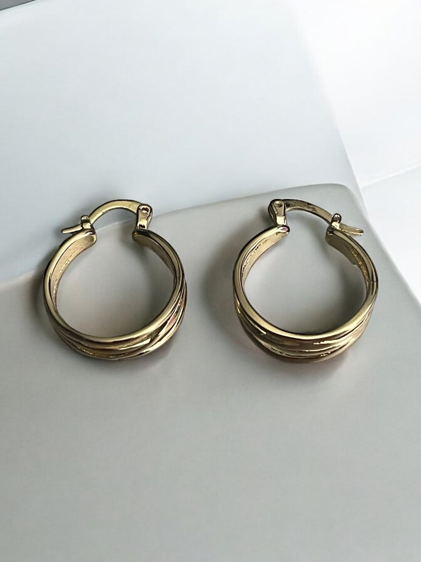 Wavy Lines 14k Gold Electroplated Earrings