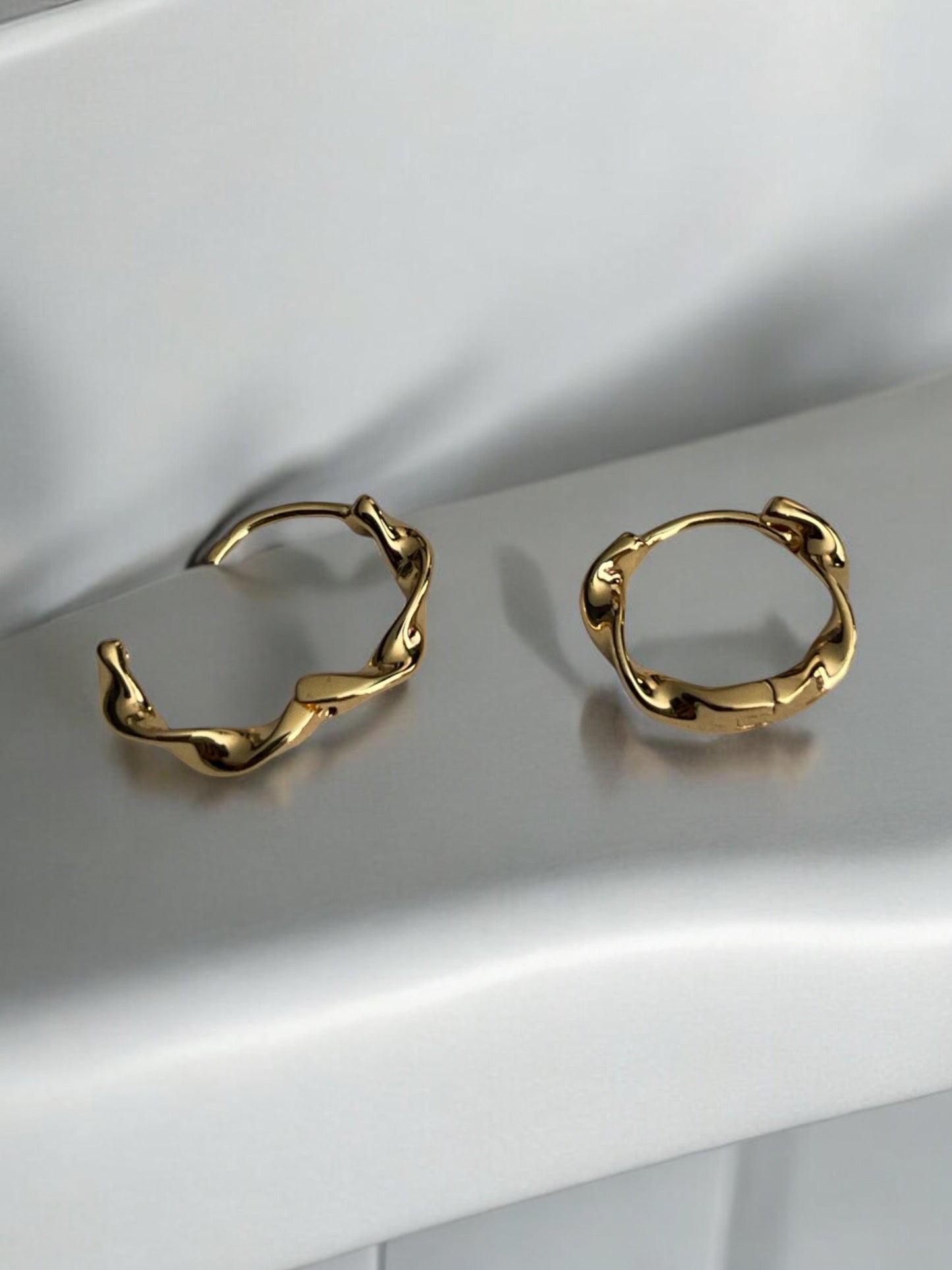 Swirl Style 18k Gold Electroplated Hoop Earrings