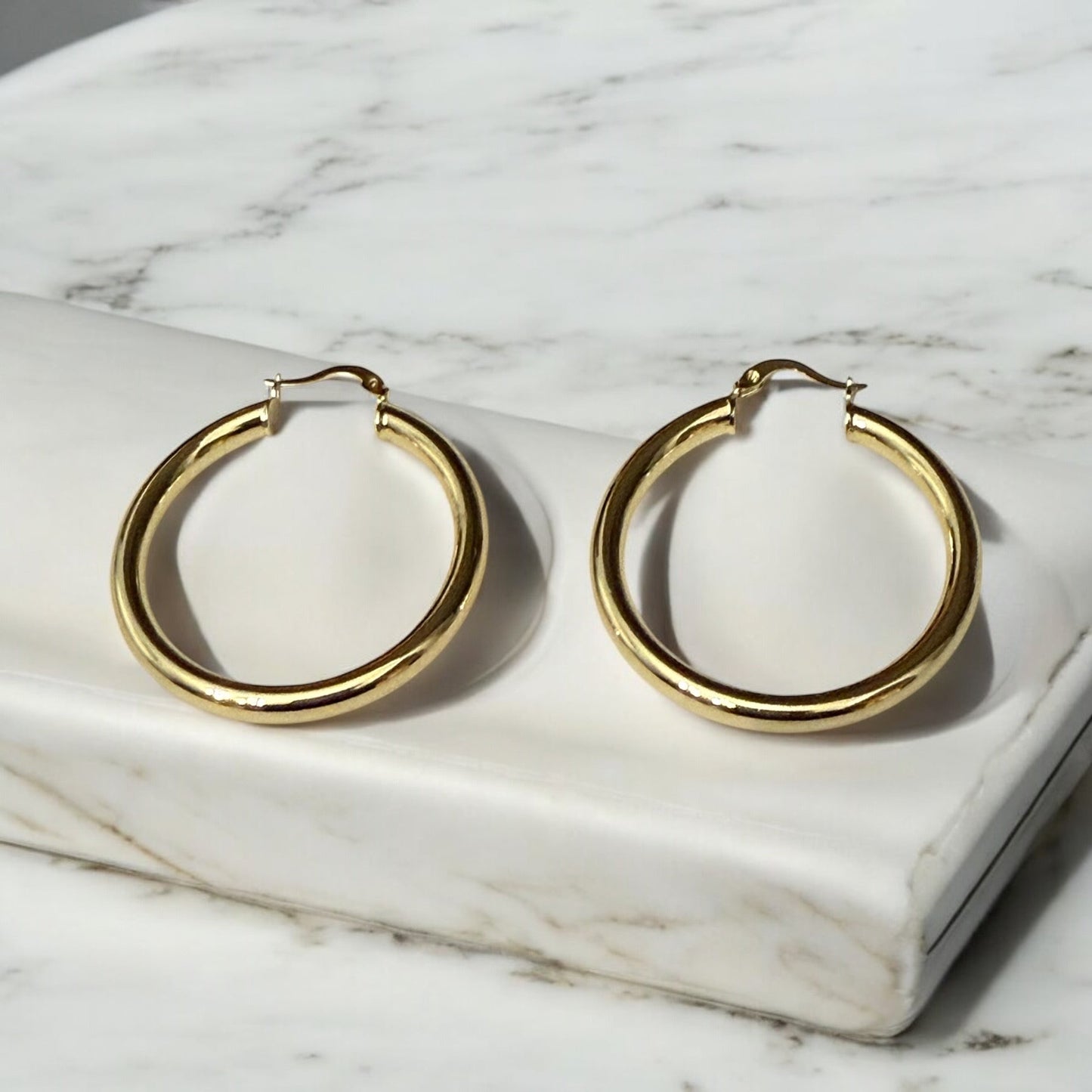 Polished Tube Style 14k Gold Electroplated Earrings