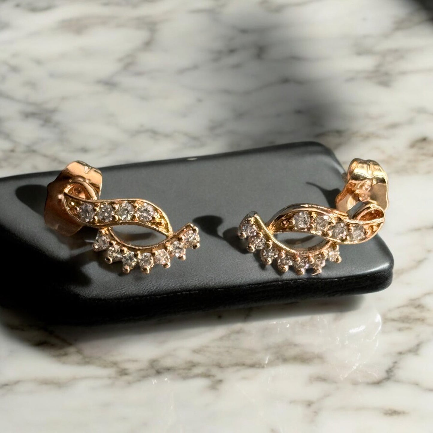 CZ Stone 18k Gold Electroplated Earrings