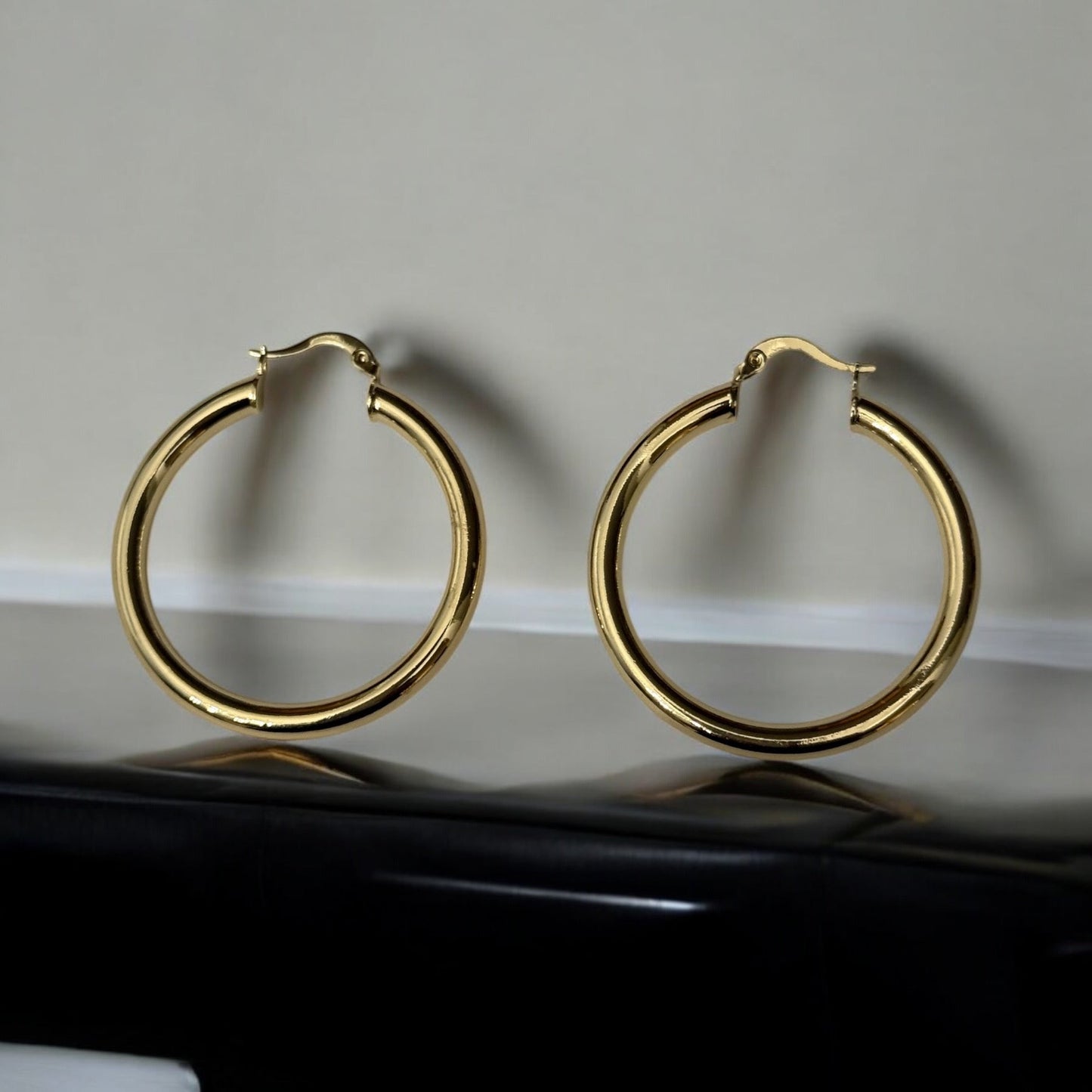 Polished Tube Style 14k Gold Electroplated Earrings