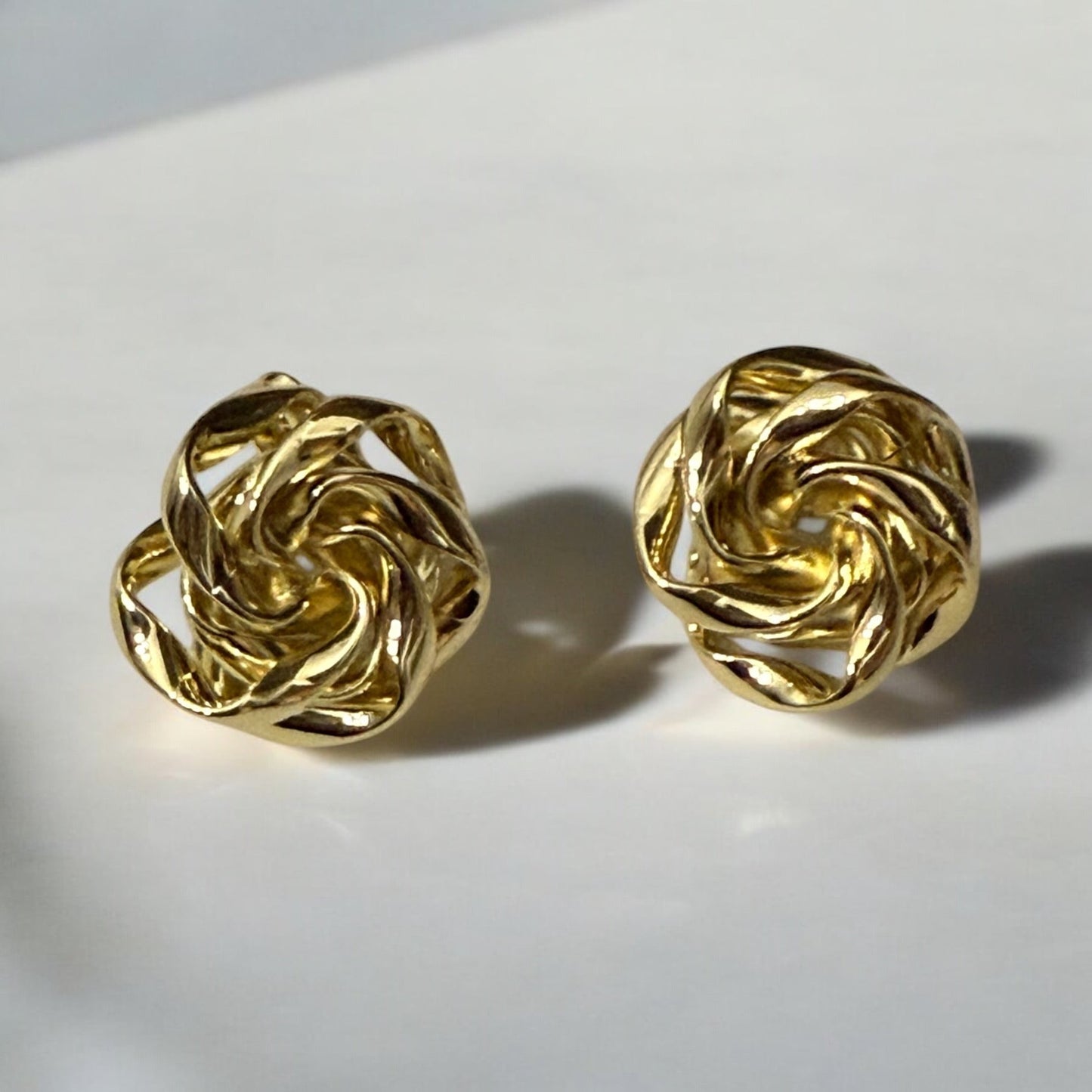 Swirl Style 14k Gold Electroplated Post Back Earrings