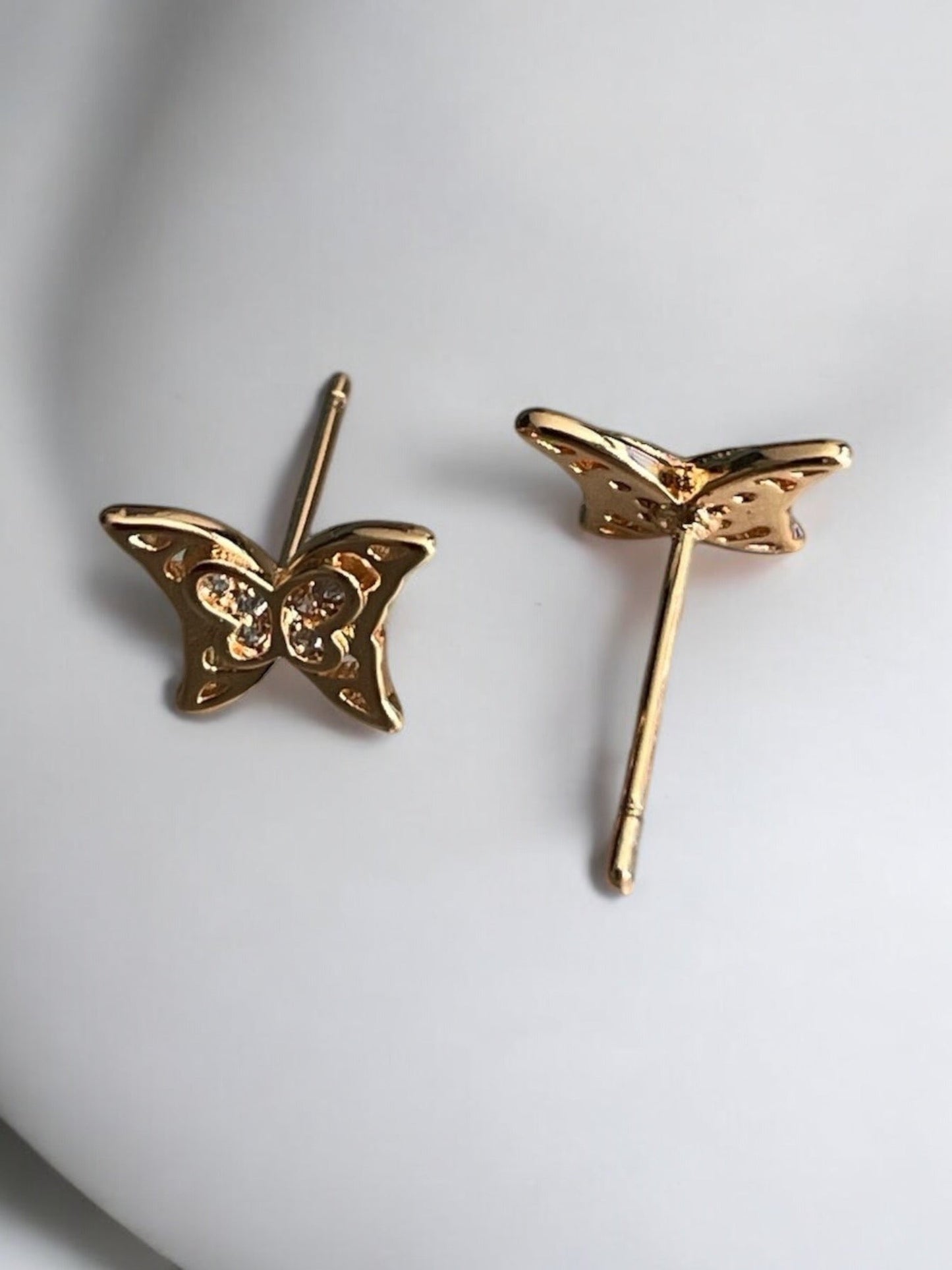 Butterfly with CZ 18k Gold Electroplated Earrings