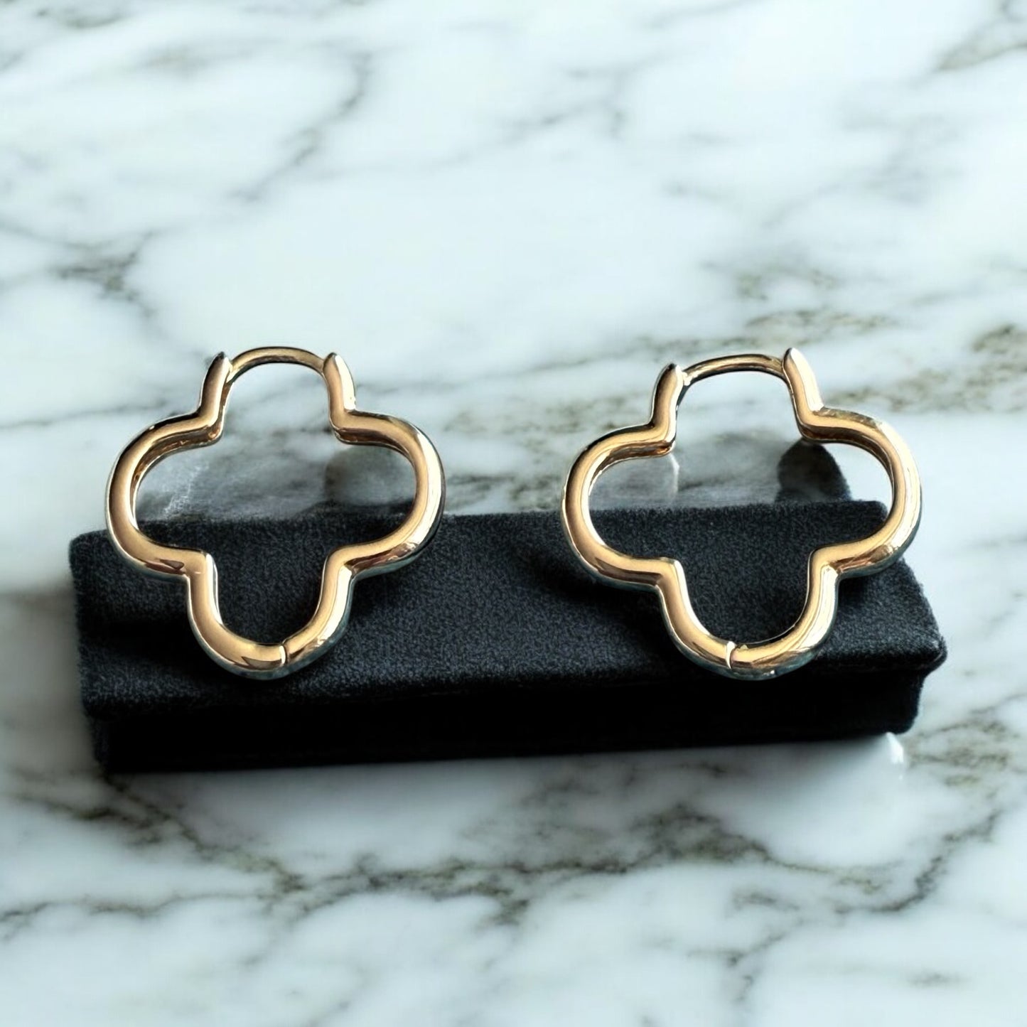 Clover Style 18k Gold Electroplated Dangle Earrings