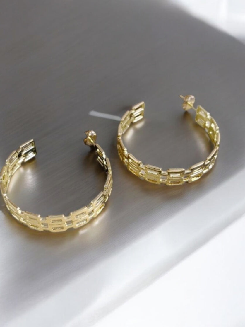Double Chain 14k Gold Electroplated Earrings