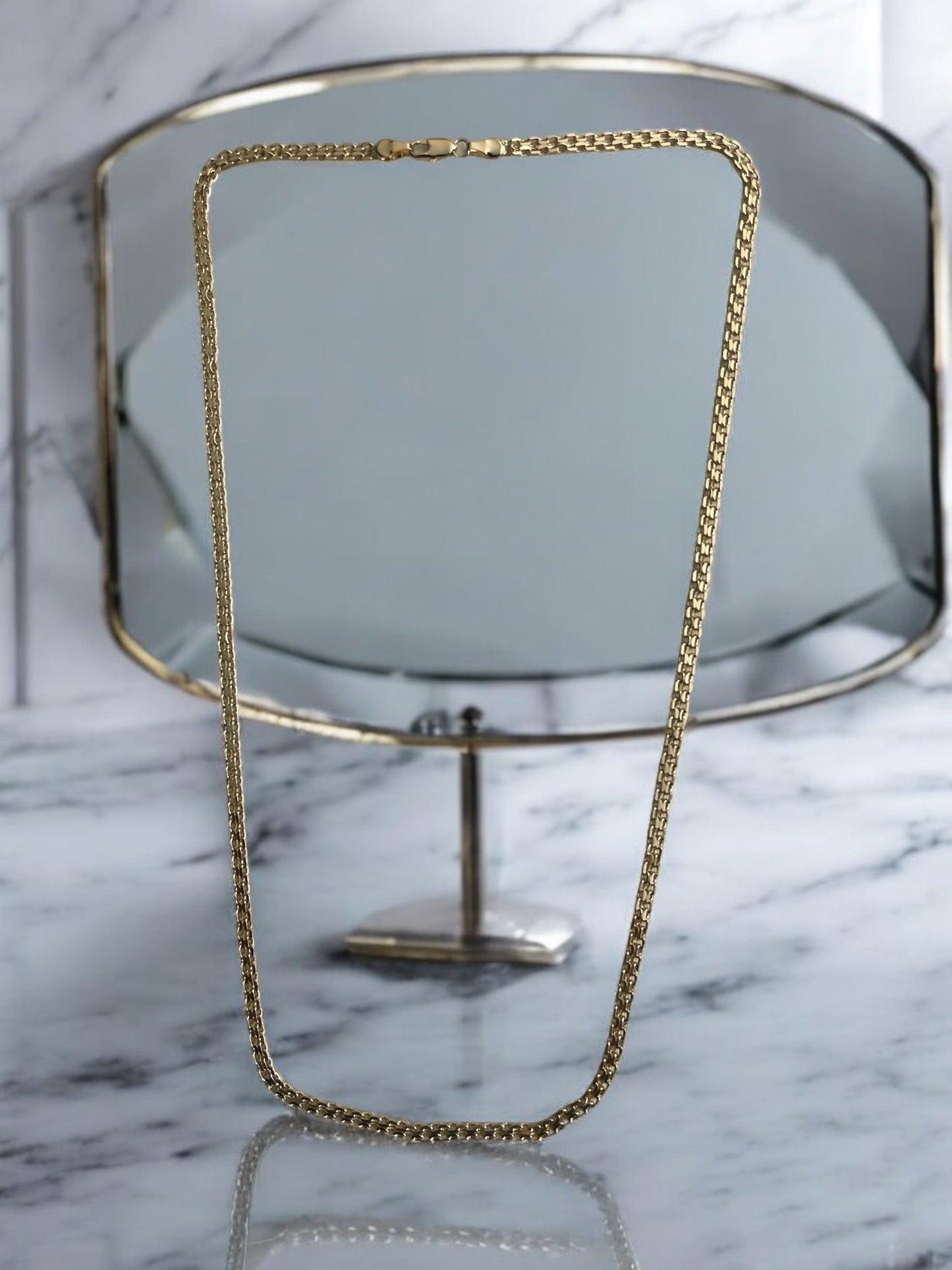 Flat Round Box Style 14k Gold Electroplated Necklace