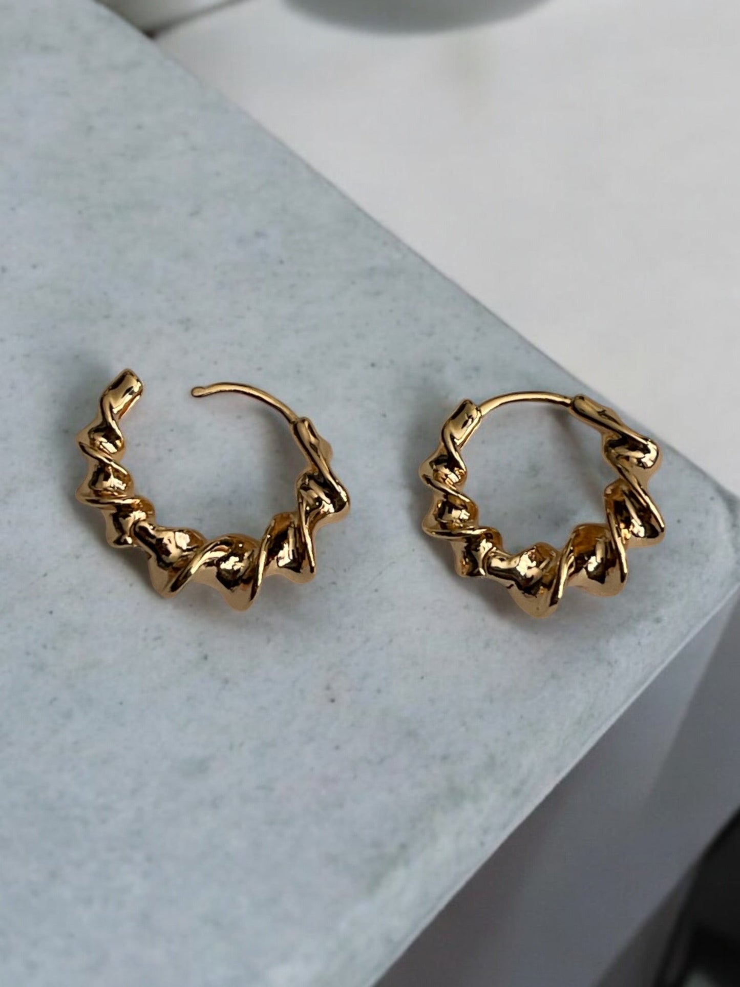Swirl Style 18k Gold Electroplated Hoop Earrings
