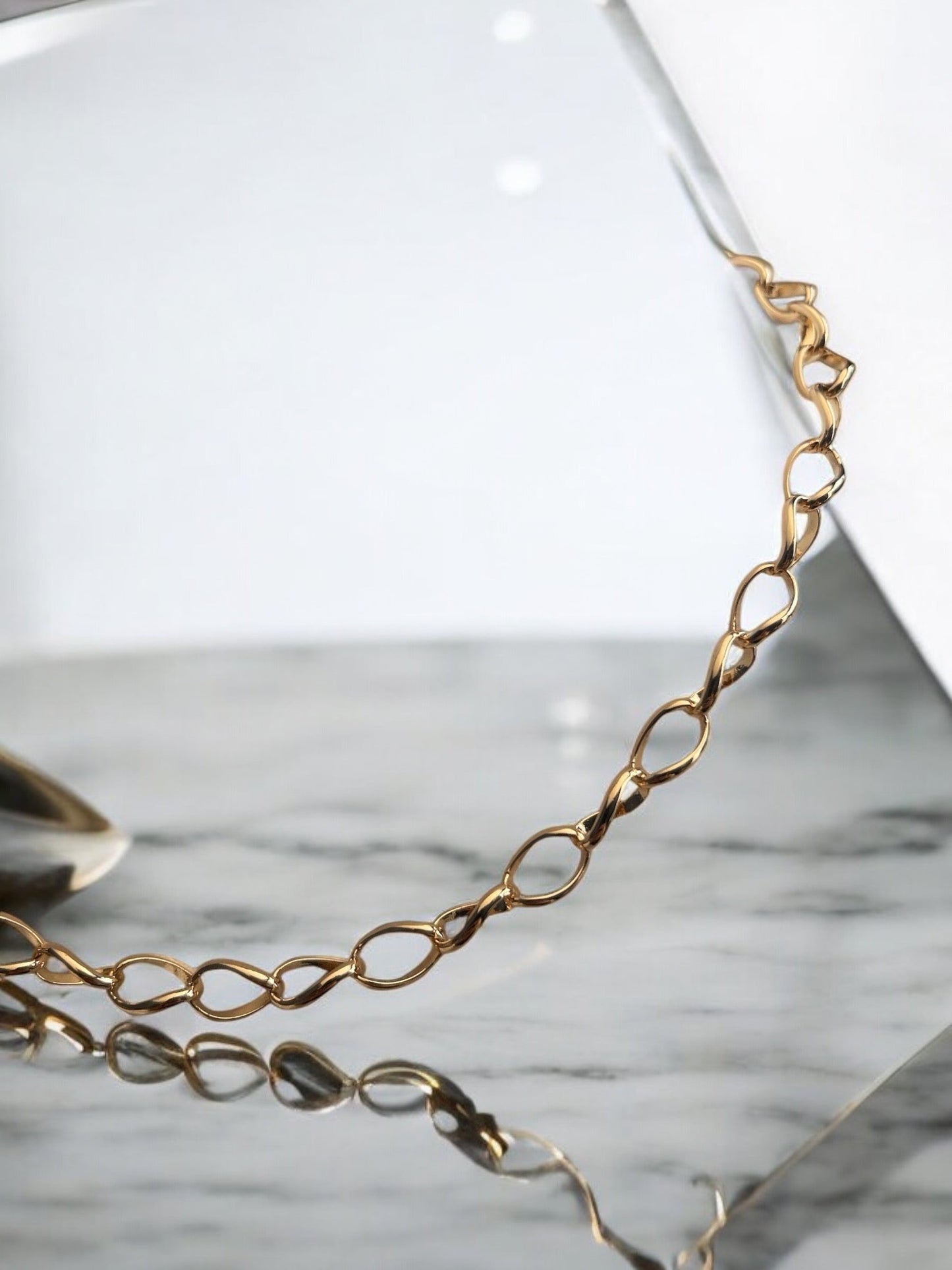 Wide Chain Link Style 18k Gold Electroplated Necklace