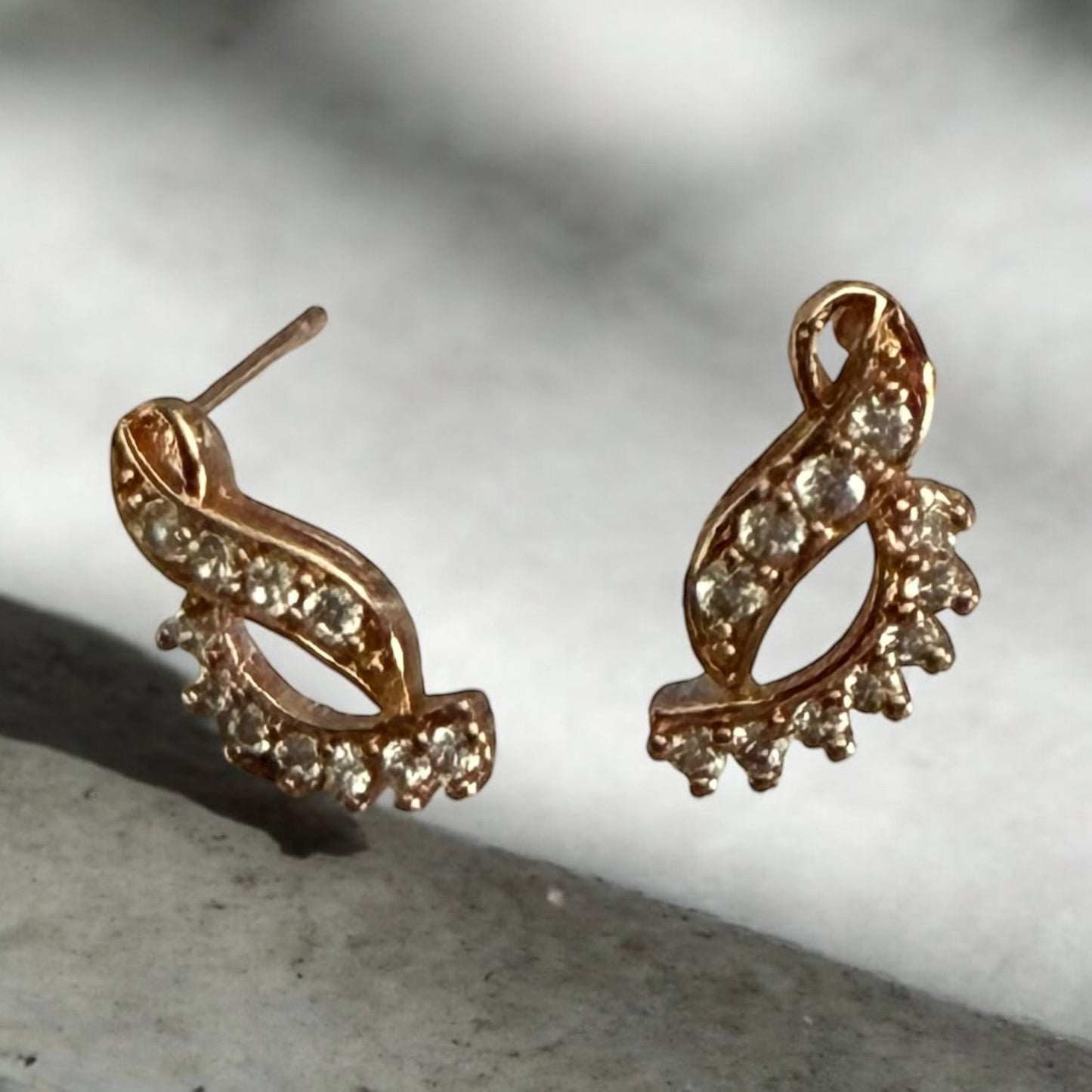 CZ Stone 18k Gold Electroplated Earrings