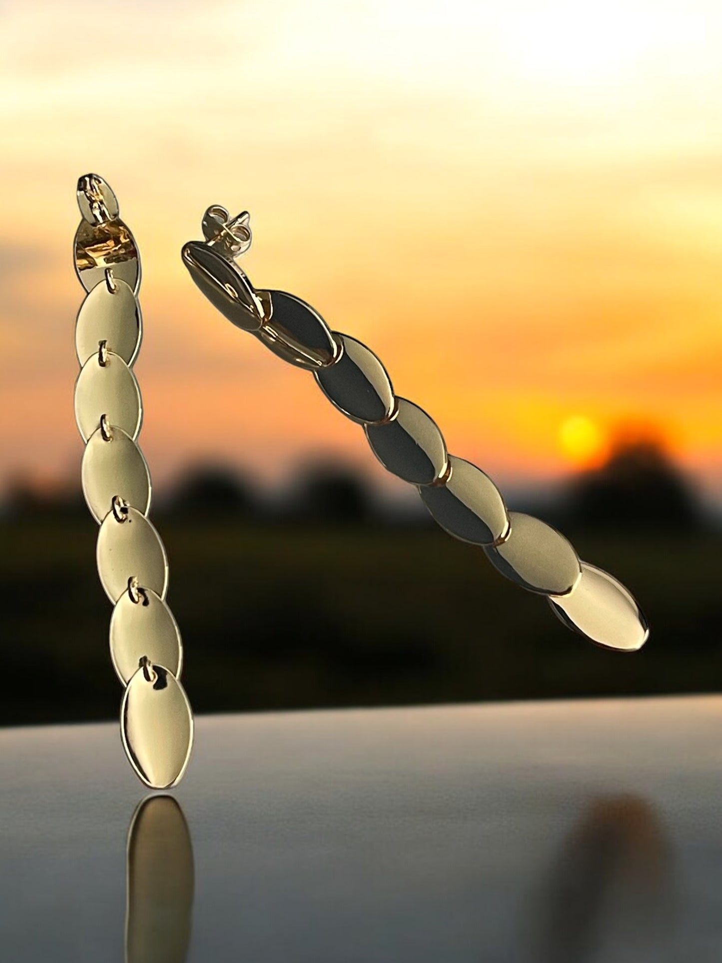 Dangle 14k Gold Electroplated Post Back Earrings