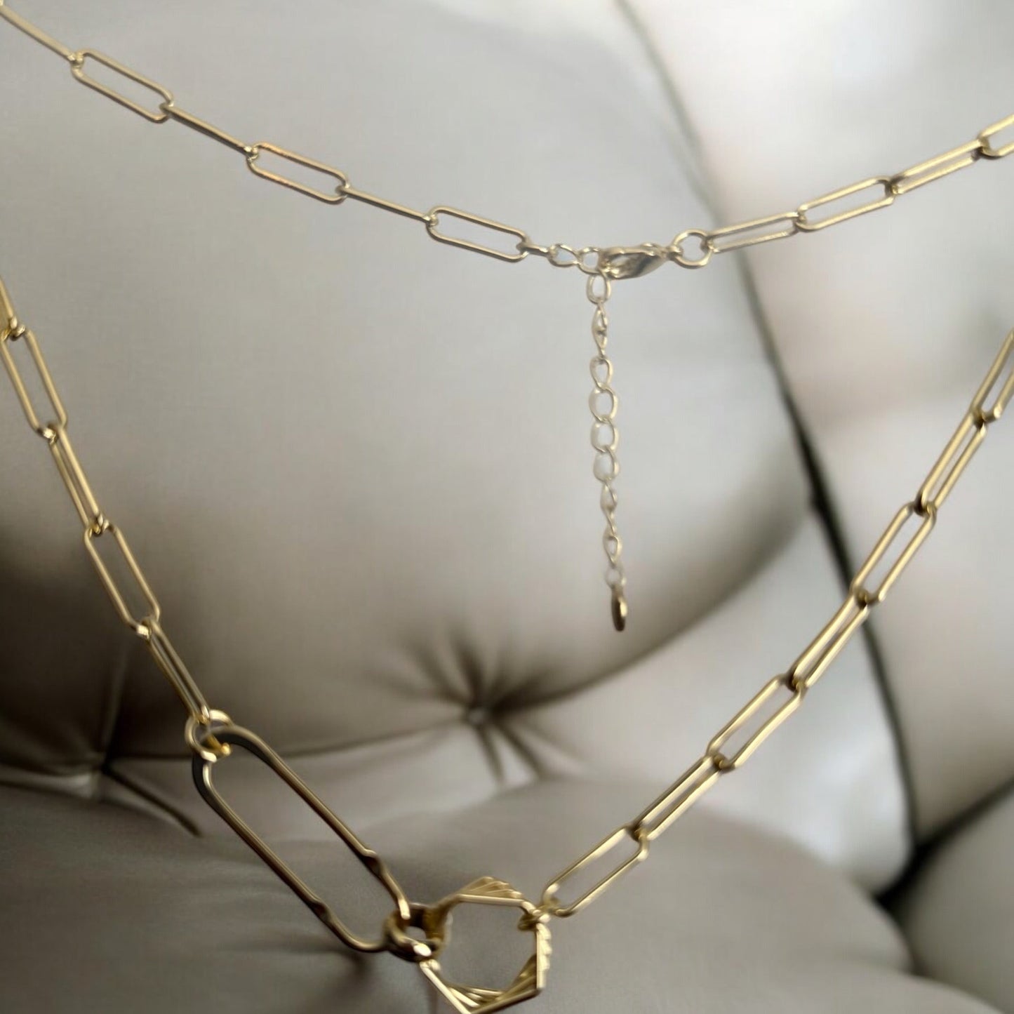 Geometric Style 14k Gold Electroplated Necklace