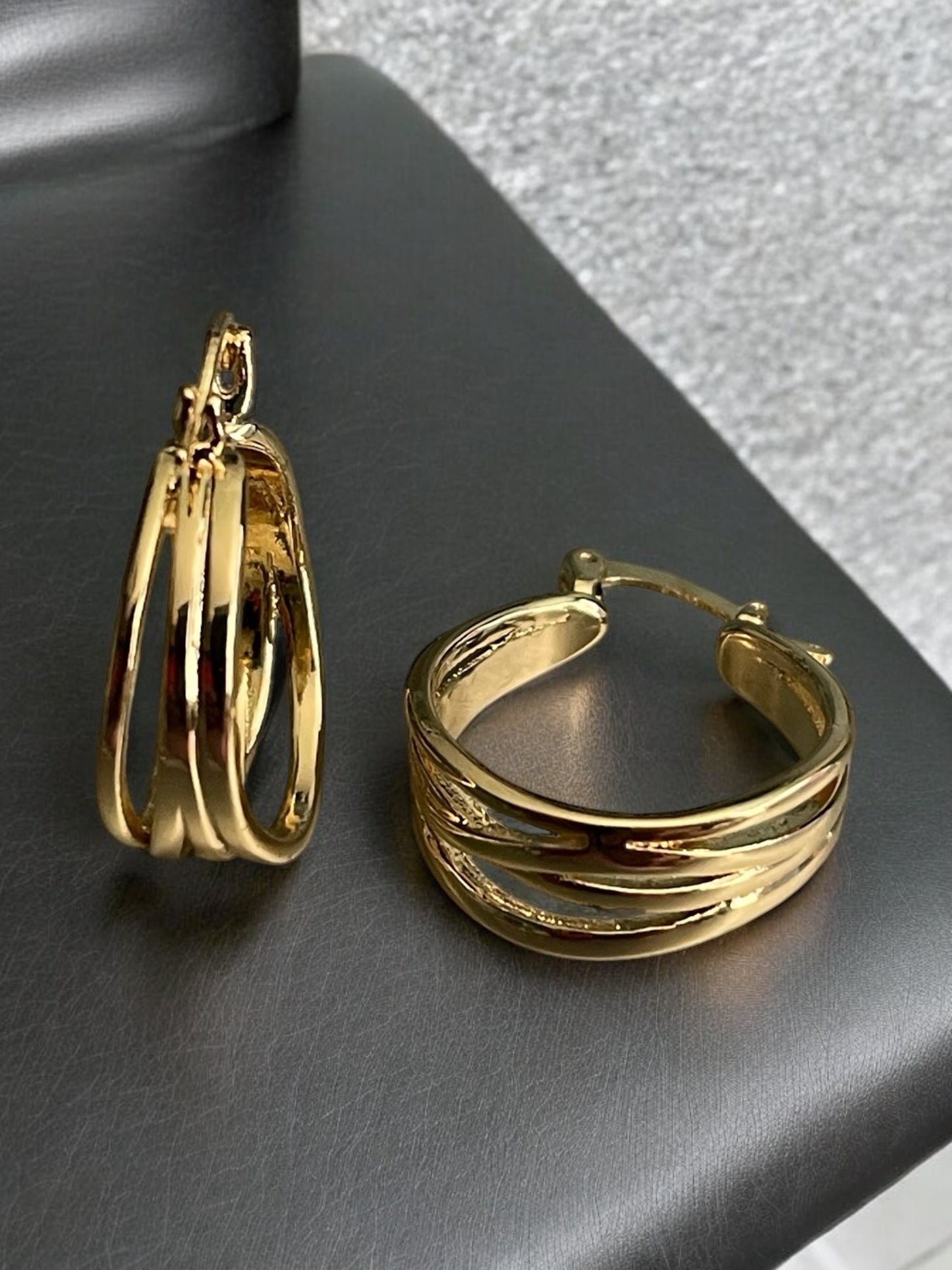 Wavy Lines 14k Gold Electroplated Earrings