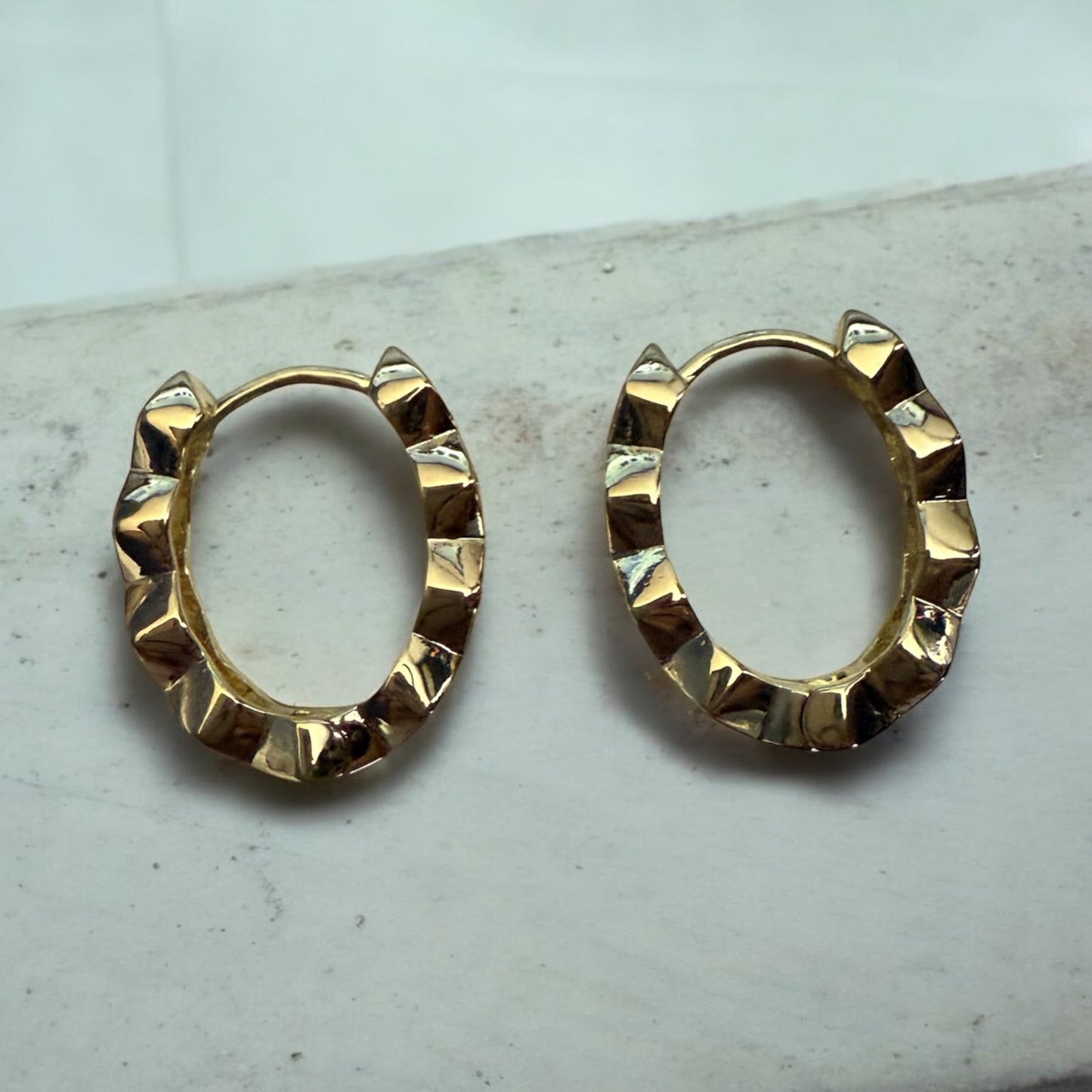 Design wiht CZ Oval 14k Gold Electroplated Earrings