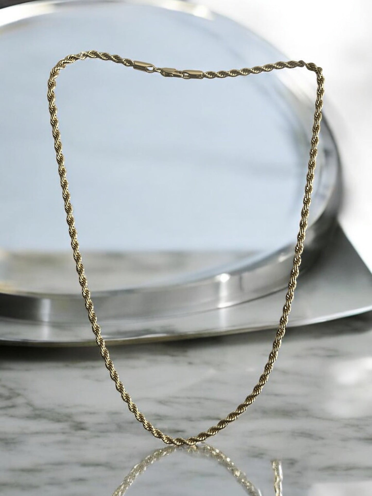 Rope Style 14k Gold Electroplated Necklace