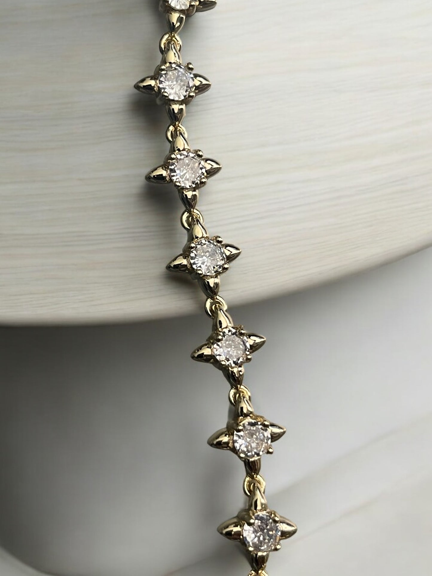 Star Design 14k Gold Electroplated CZ Bracelet