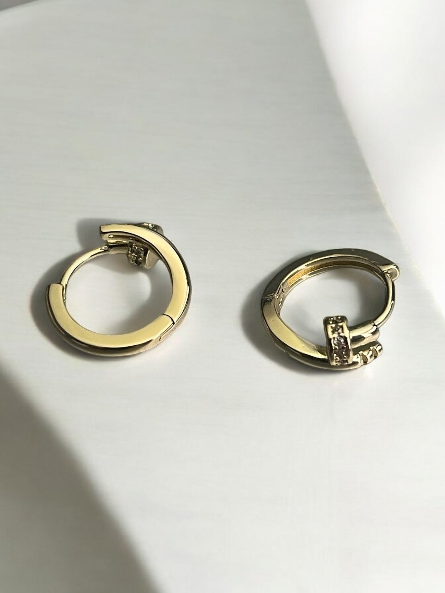 Nail Theme CZ 14k Gold Electroplated Earrings