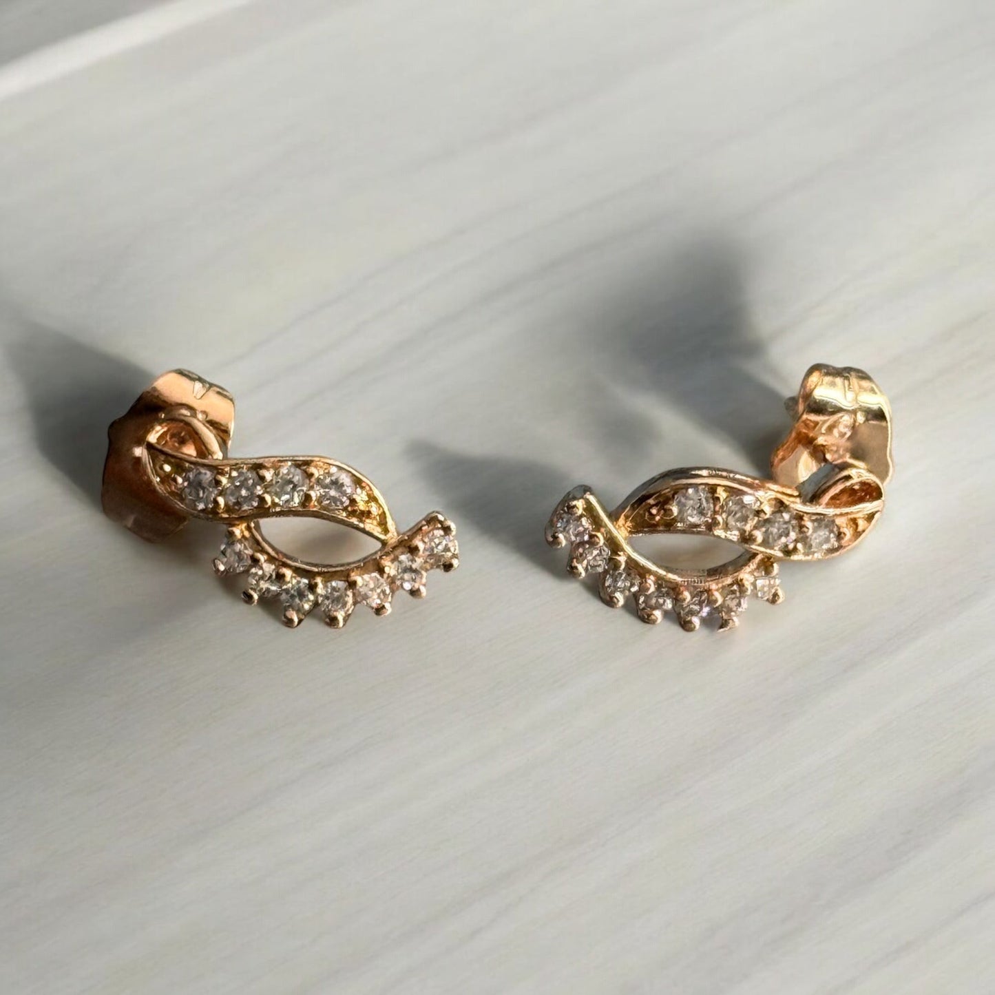 CZ Stone 18k Gold Electroplated Earrings