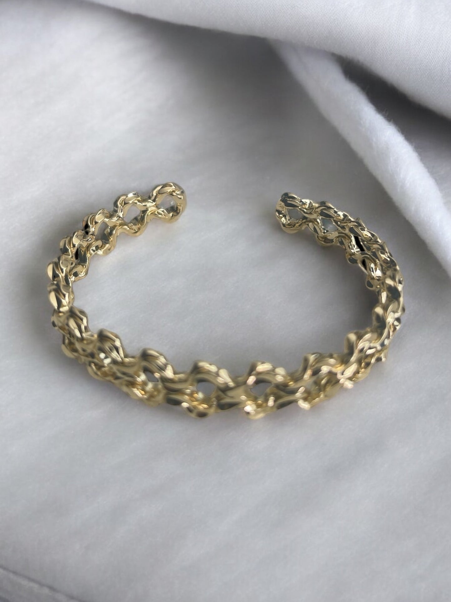 Swirl Design 14k Gold Electroplated Cuff Bracelet