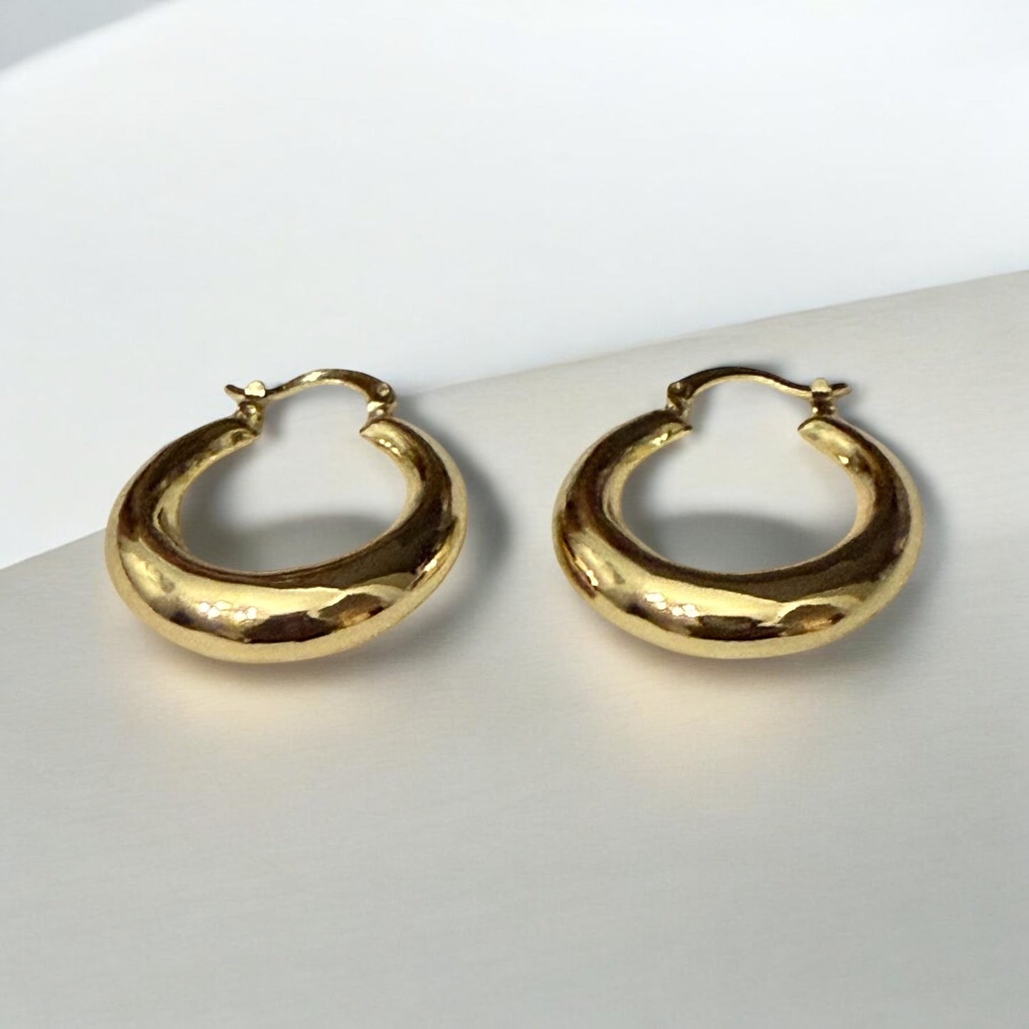 Half Moon Style 14k Gold Electroplated Hoop Earrings