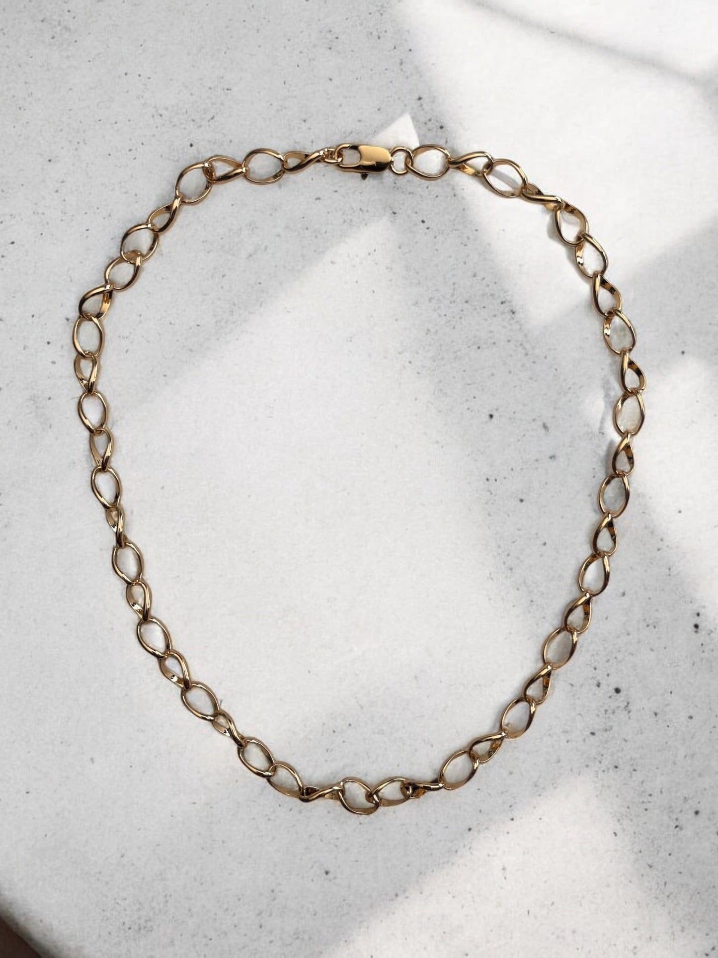 Wide Chain Link Style 18k Gold Electroplated Necklace