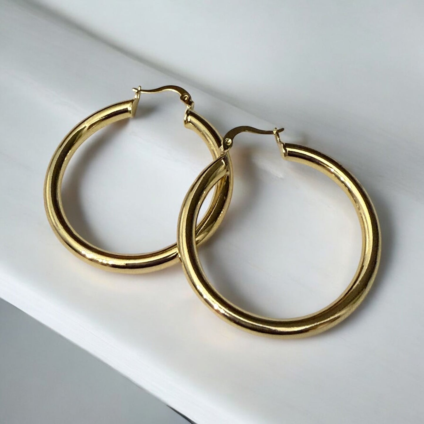 Polished Tube Style 14k Gold Electroplated Earrings