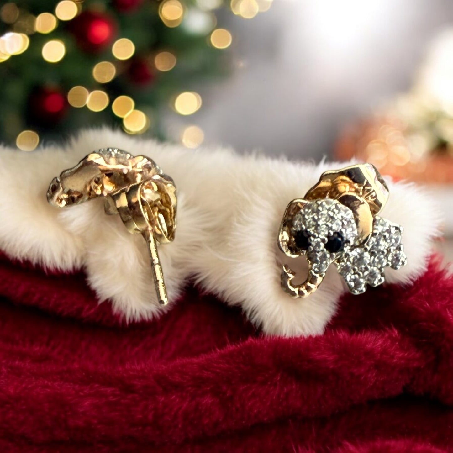 Elephant CZ 18k Gold Electroplated Earrings