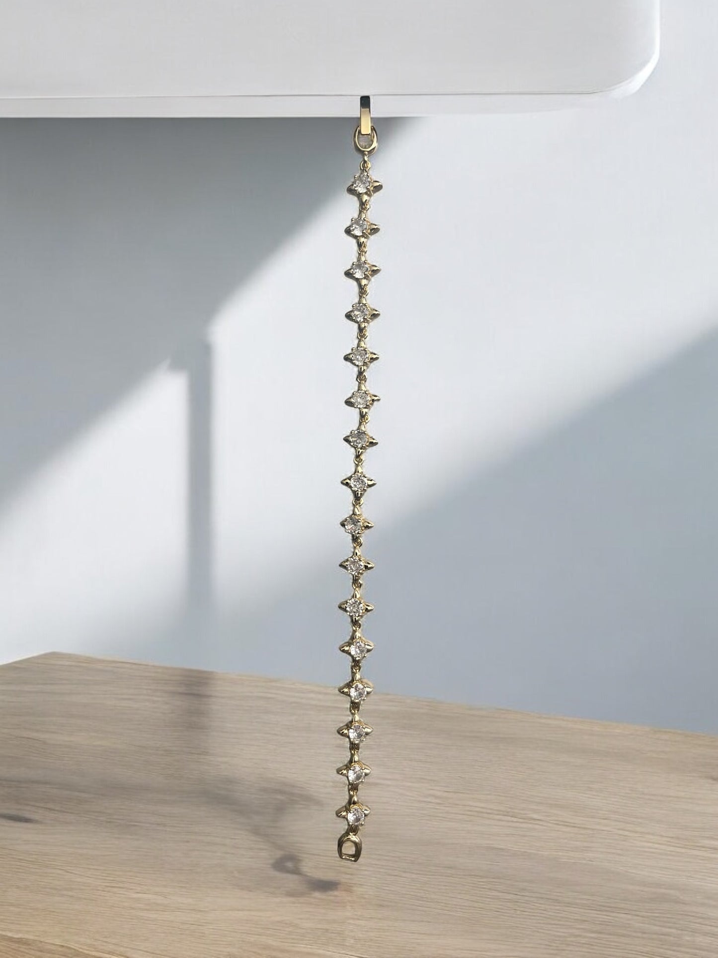 Star Design 14k Gold Electroplated CZ Bracelet