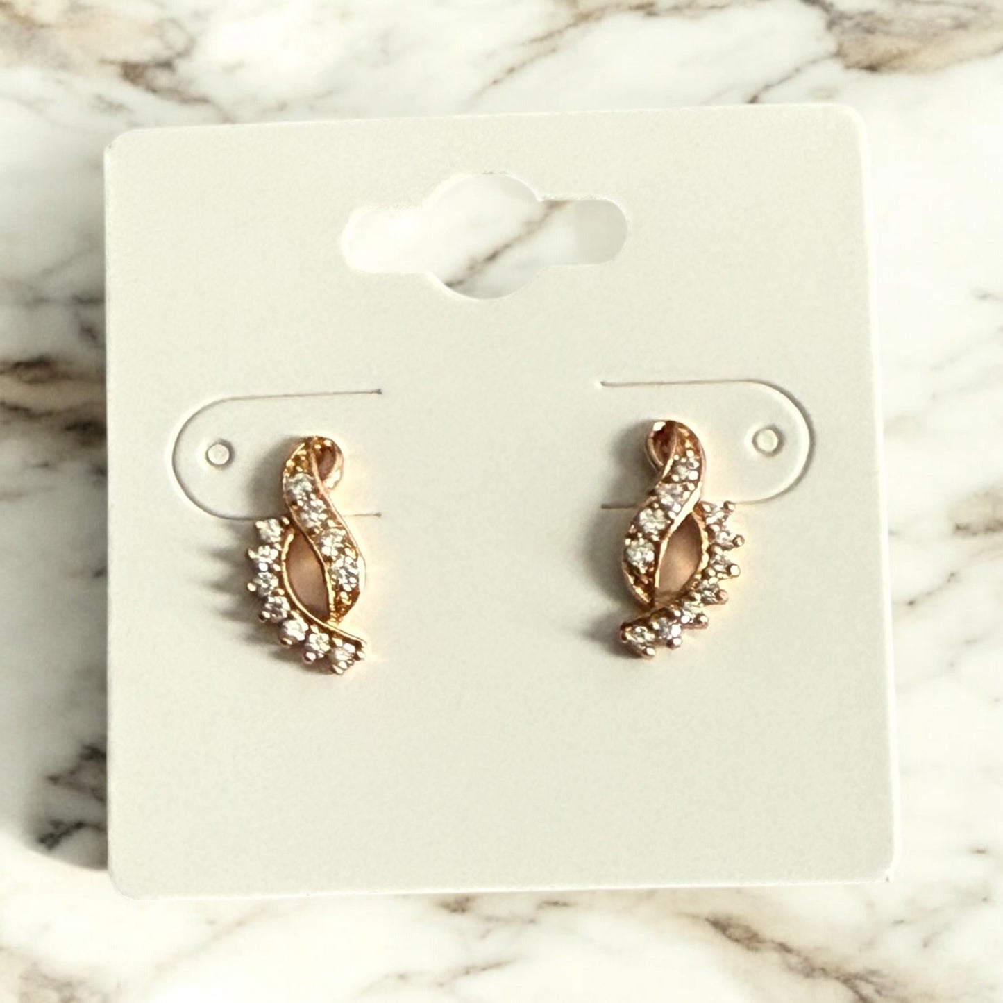 CZ Stone 18k Gold Electroplated Earrings