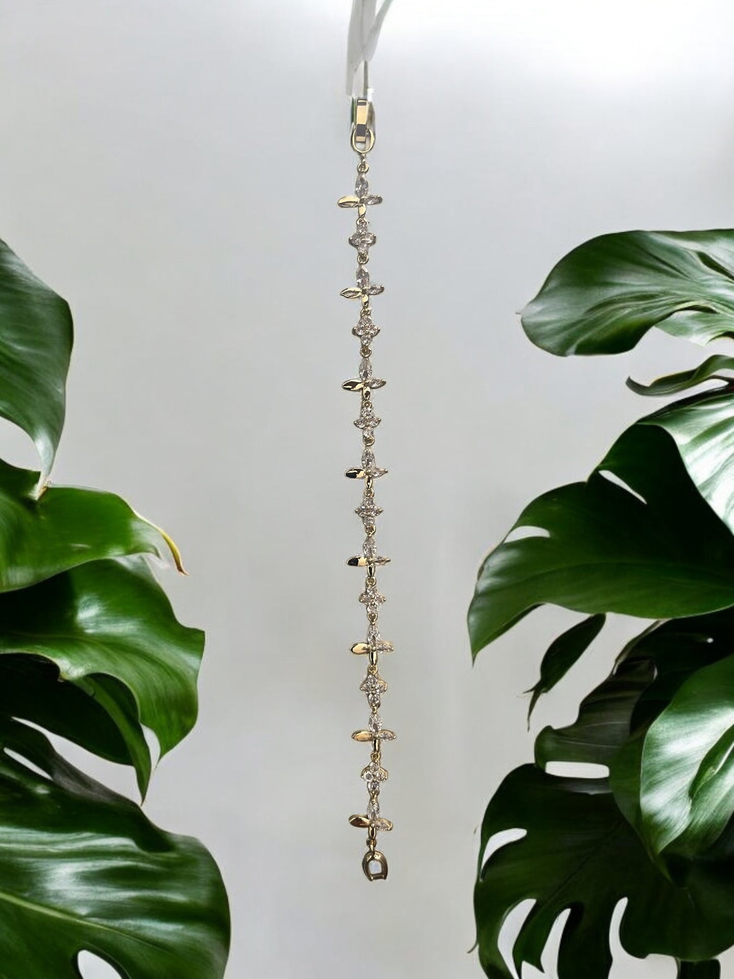 Flower Design 14k Gold Electroplated CZ Bracelet