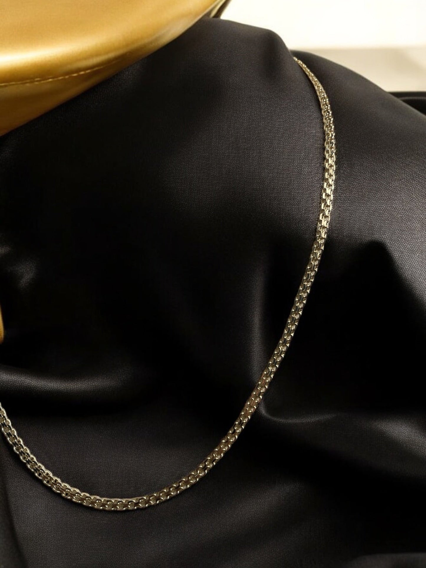 Flat Round Box Style 14k Gold Electroplated Necklace