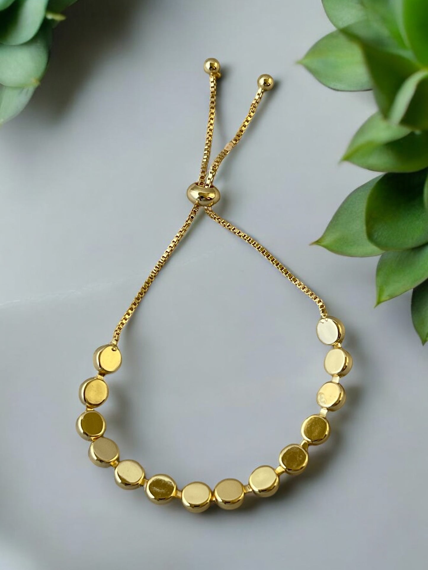 Evil Eye 18k Gold Electroplated Slider Bracelet