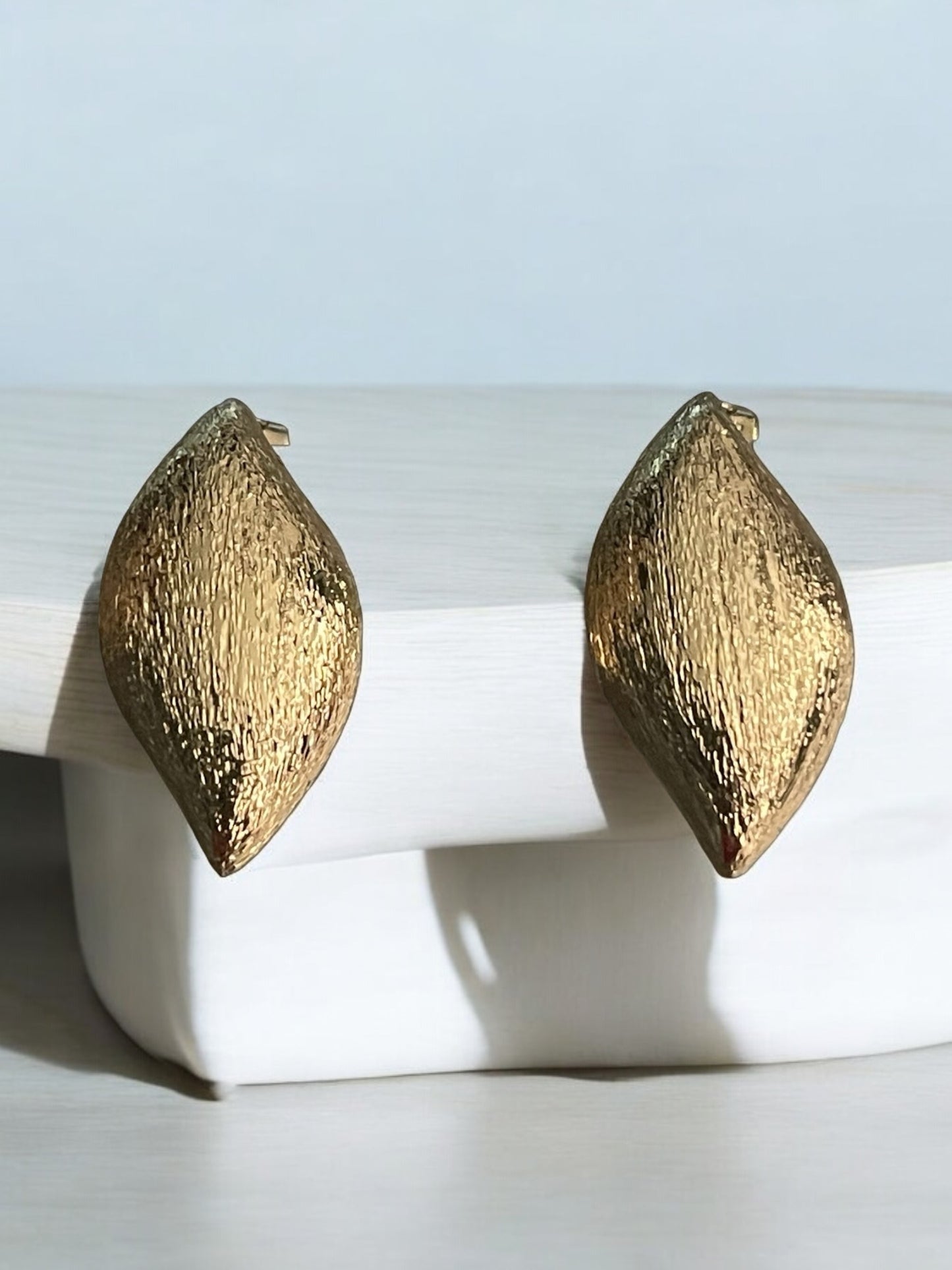 Oval Vintage Style 14k Gold Electroplated Earrings