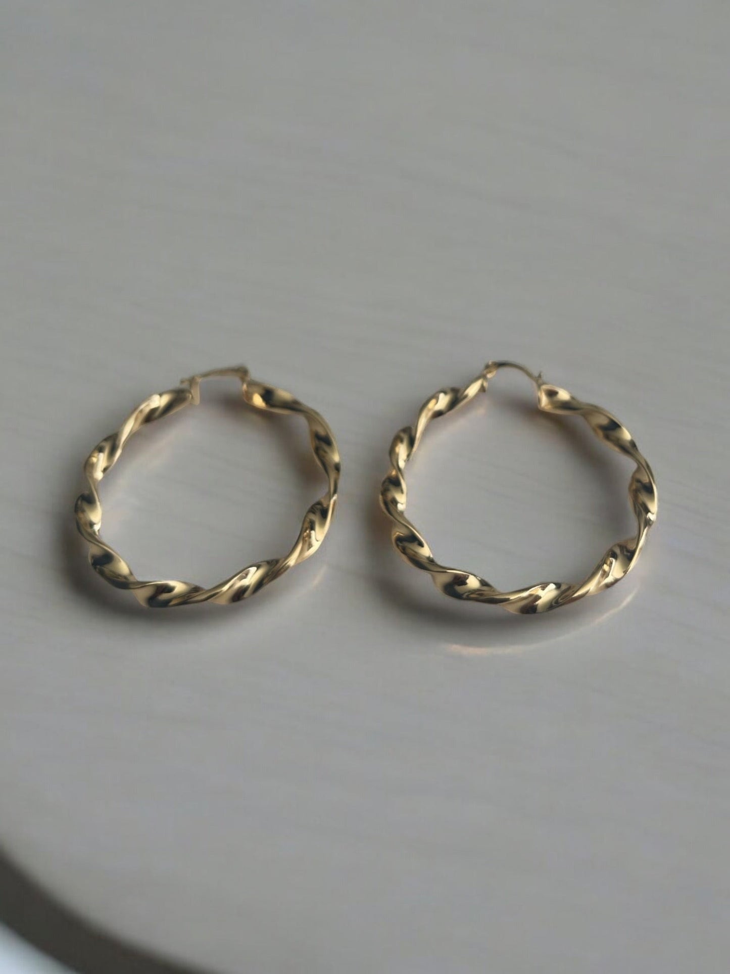 Swirl Style 14k Gold Electroplated Hoop Earrings