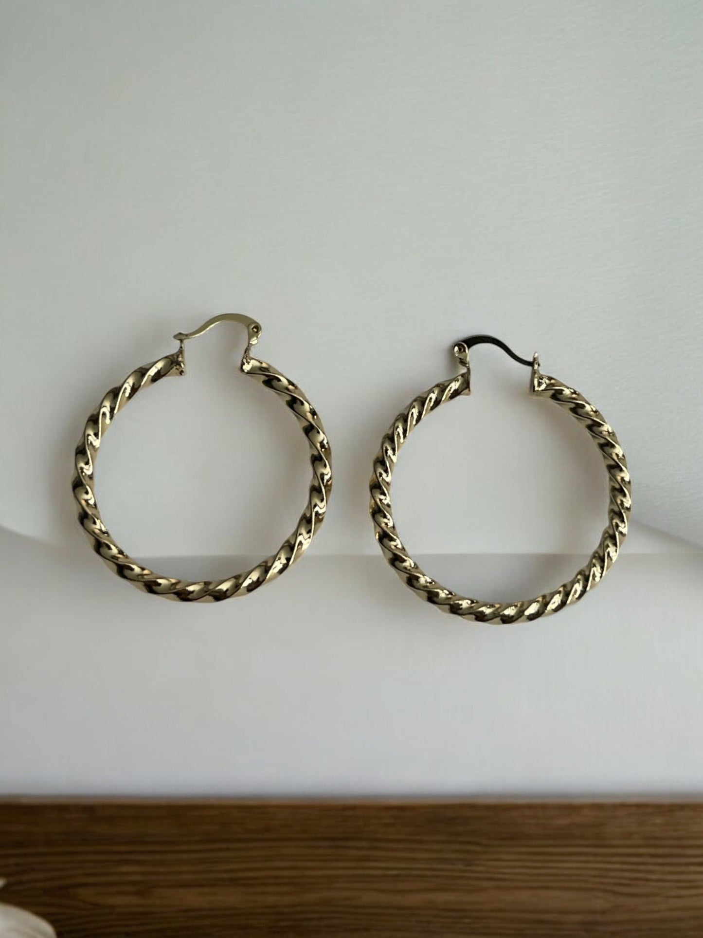 Swirl Style 14k Gold Electroplated Hoop Earrings