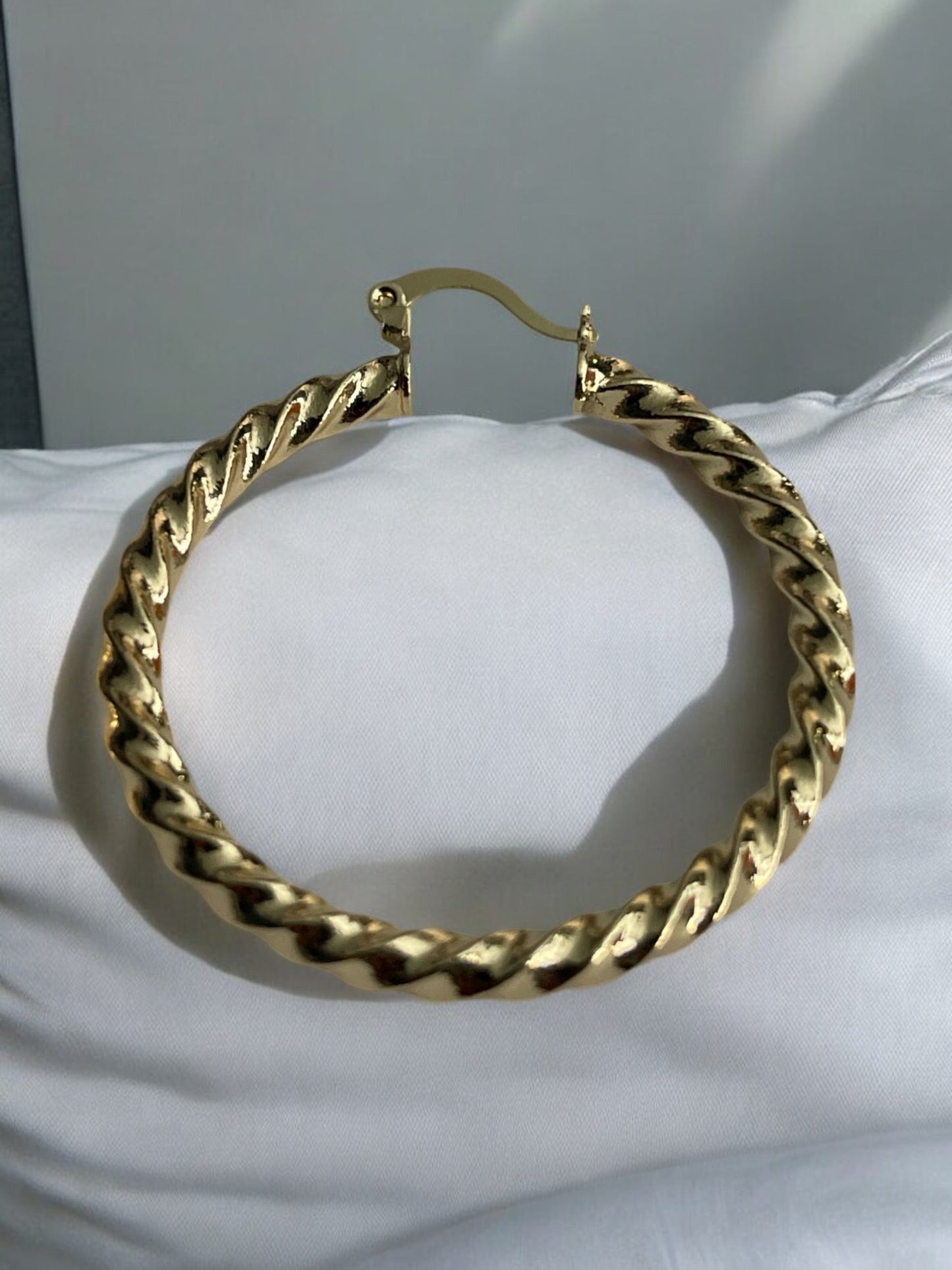 Swirl Style 14k Gold Electroplated Hoop Earrings