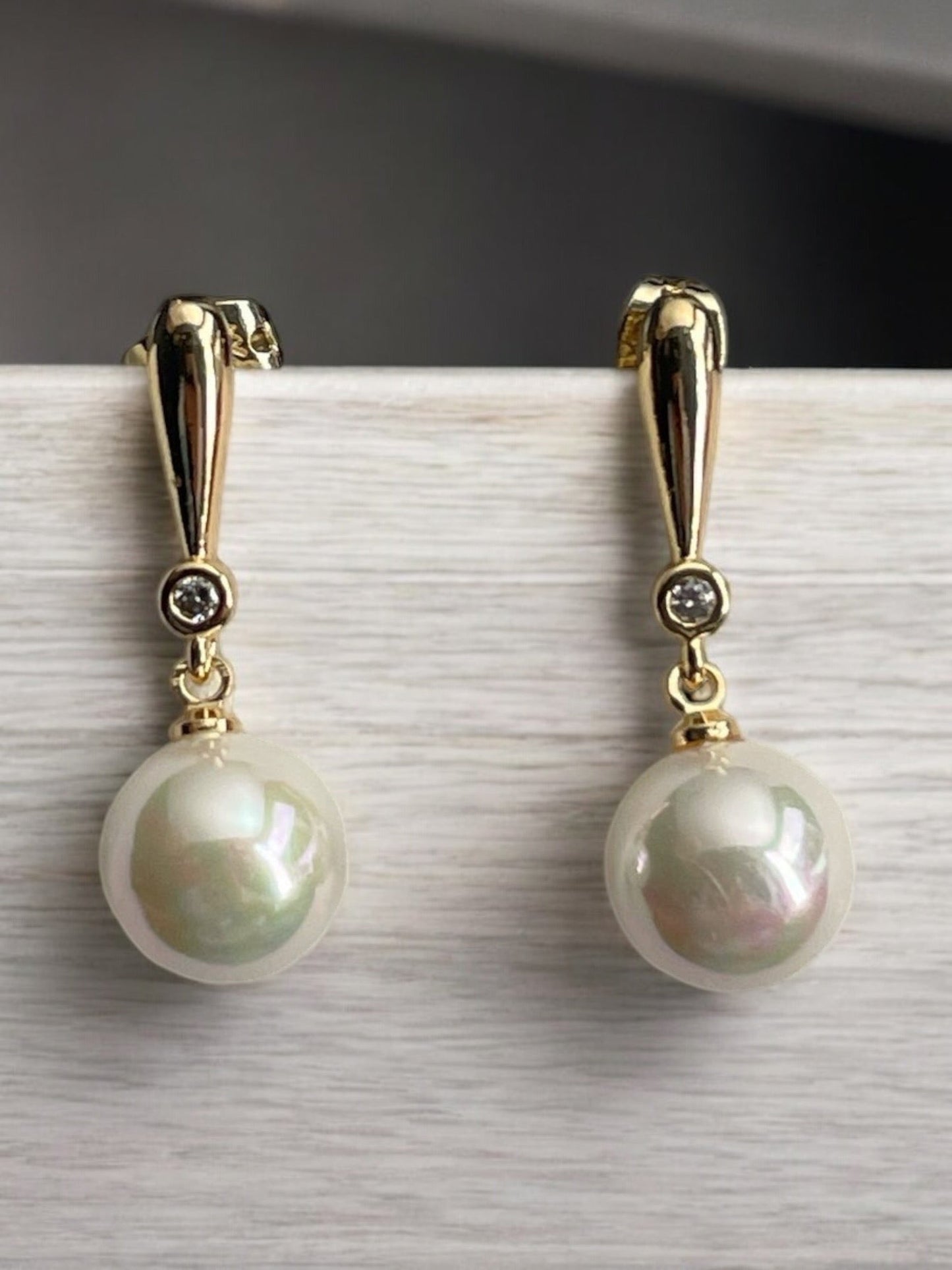 Pearl Theme Dangle 14k Gold Electroplated Earrings