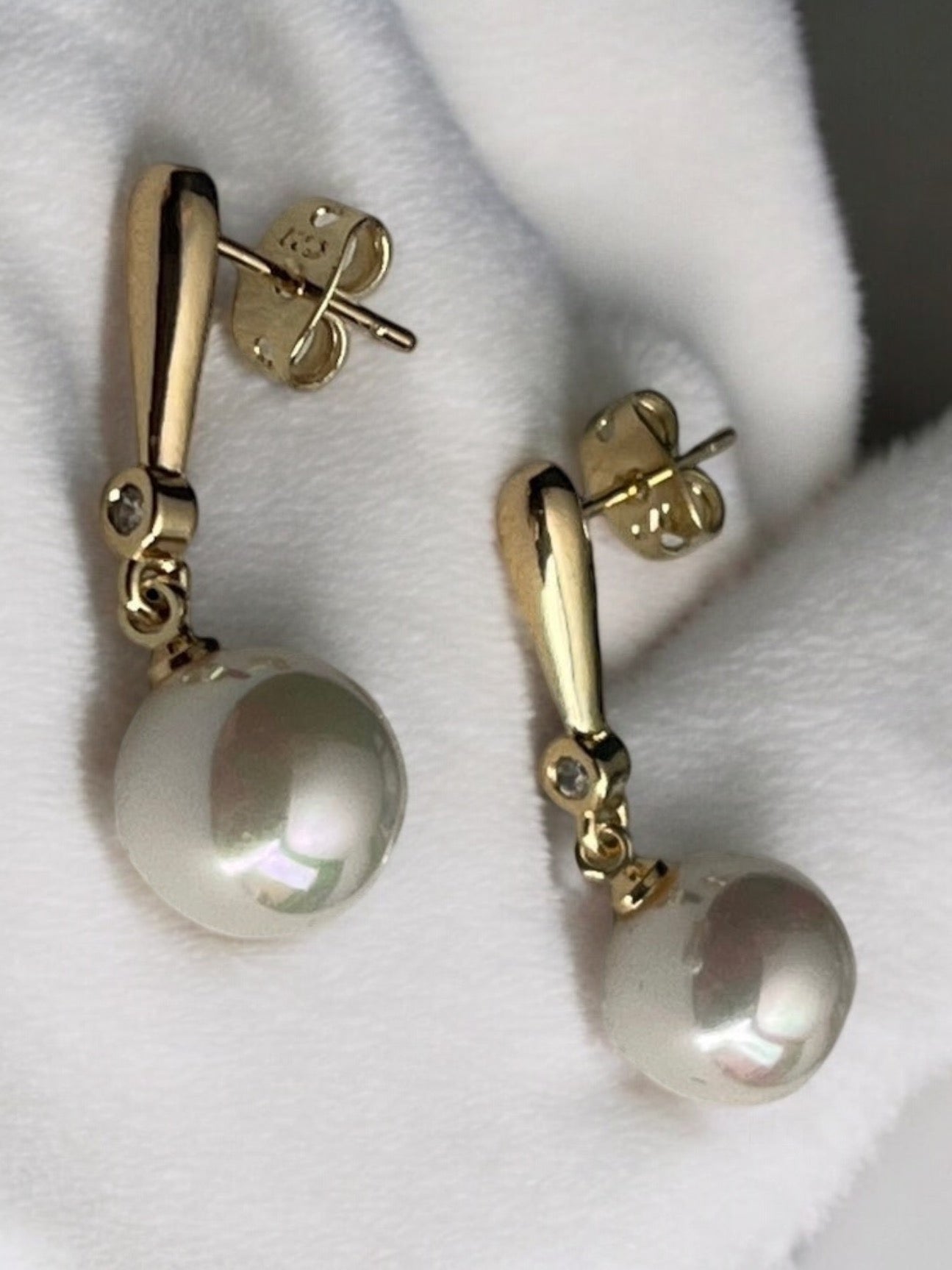 Pearl Theme Dangle 14k Gold Electroplated Earrings