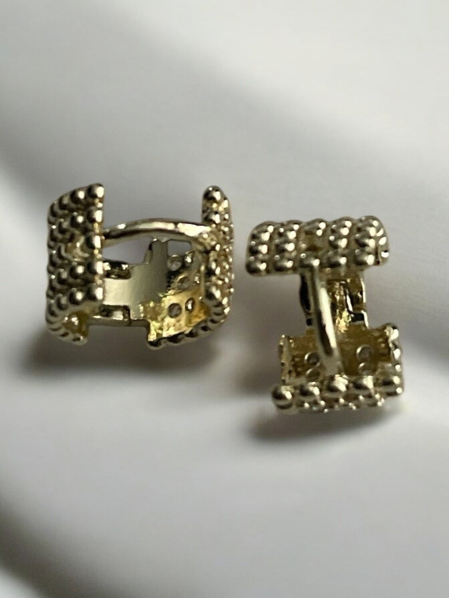 Paved CZ 14k Gold Electroplated Huggie Earrings