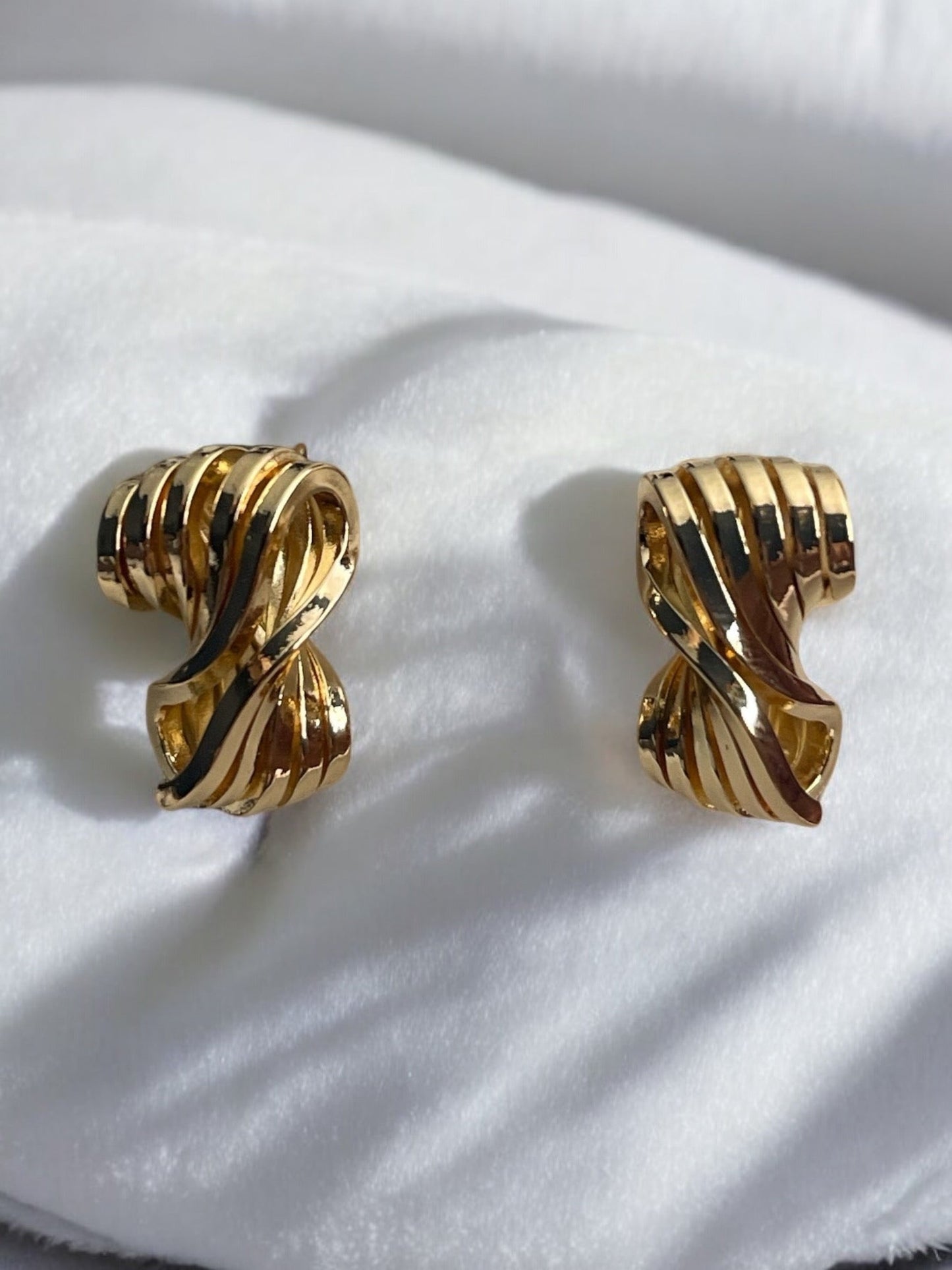 Swirl Bow Style 14k Gold Electroplated Earrings