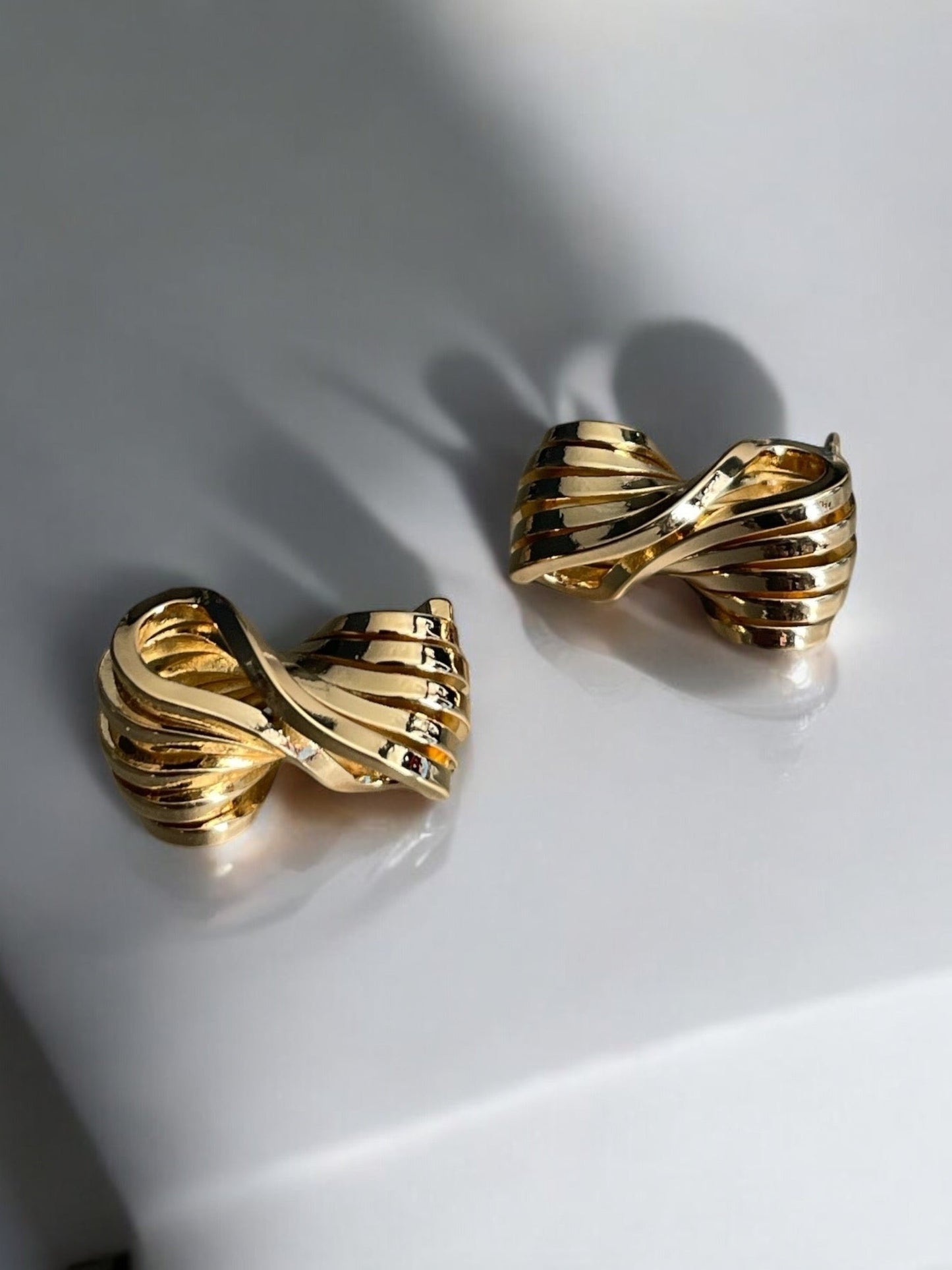 Swirl Bow Style 14k Gold Electroplated Earrings