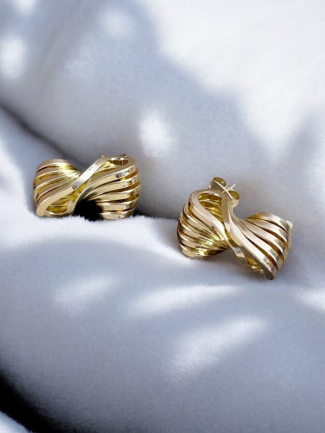 Swirl Bow Style 14k Gold Electroplated Earrings