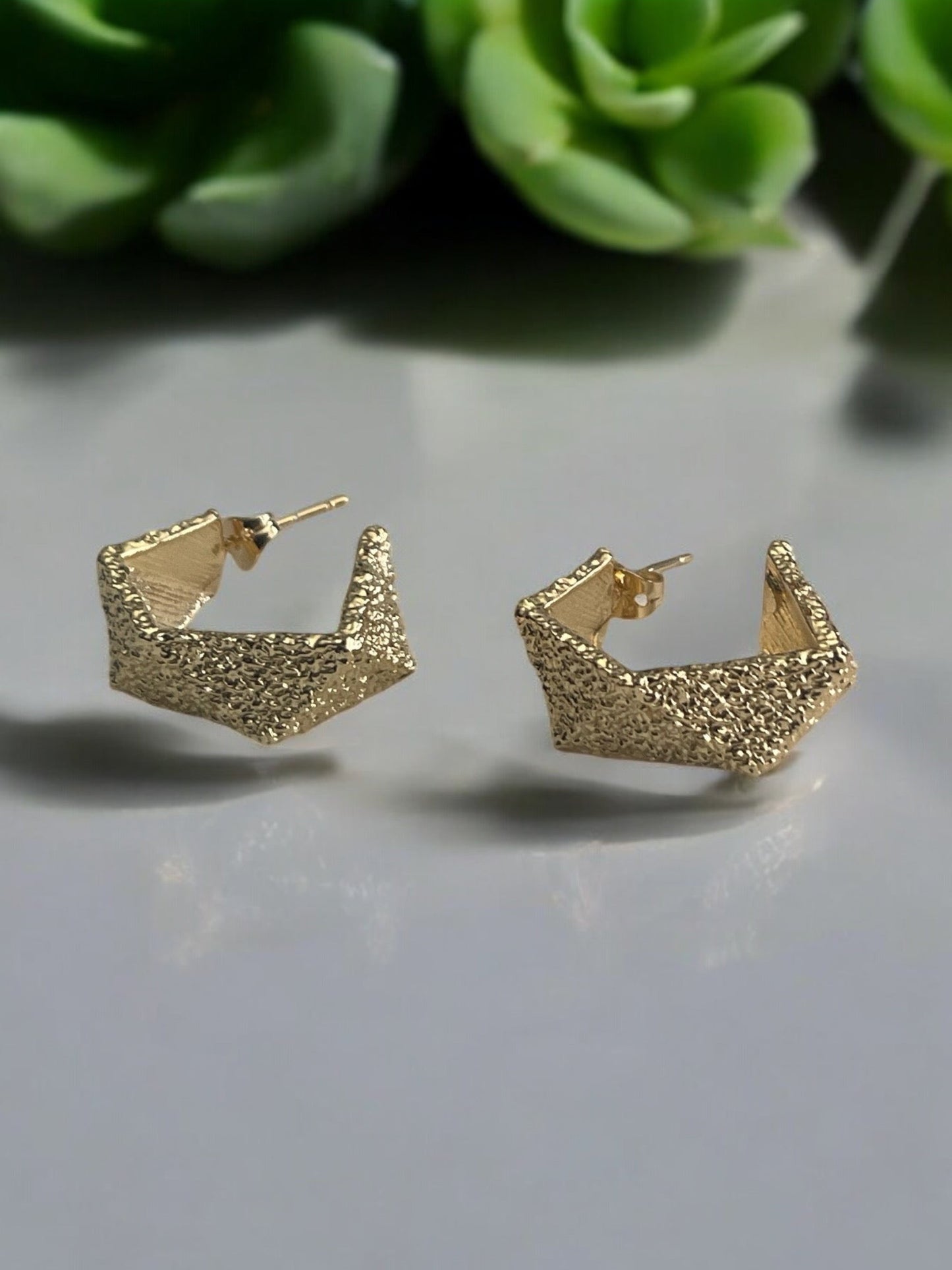 Geometric Vintage Style 14k Gold Electroplated Earrings