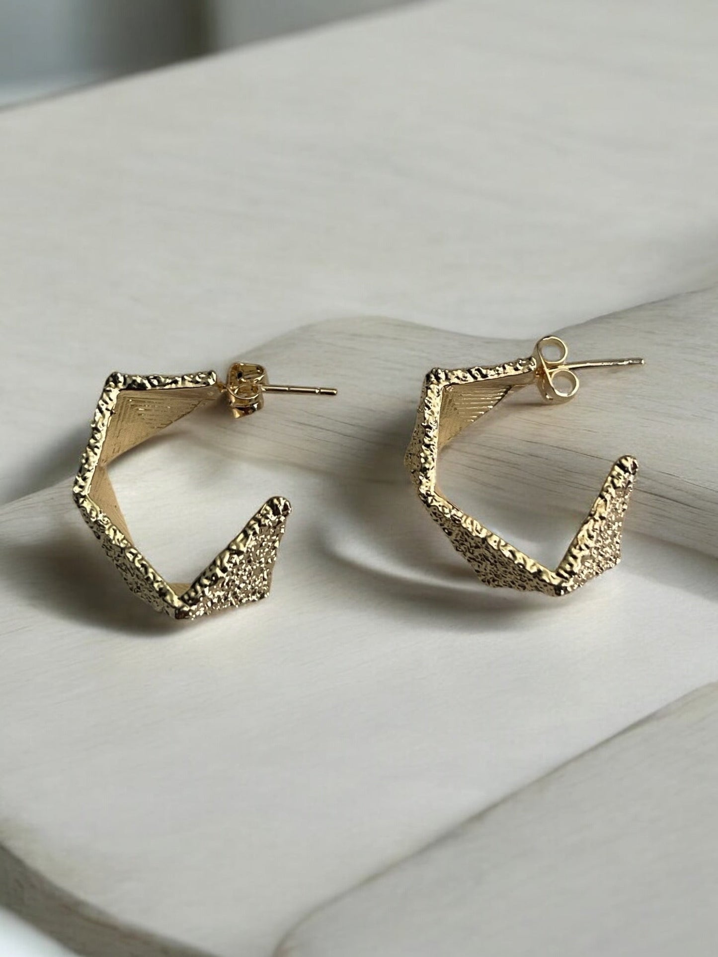 Geometric Vintage Style 14k Gold Electroplated Earrings