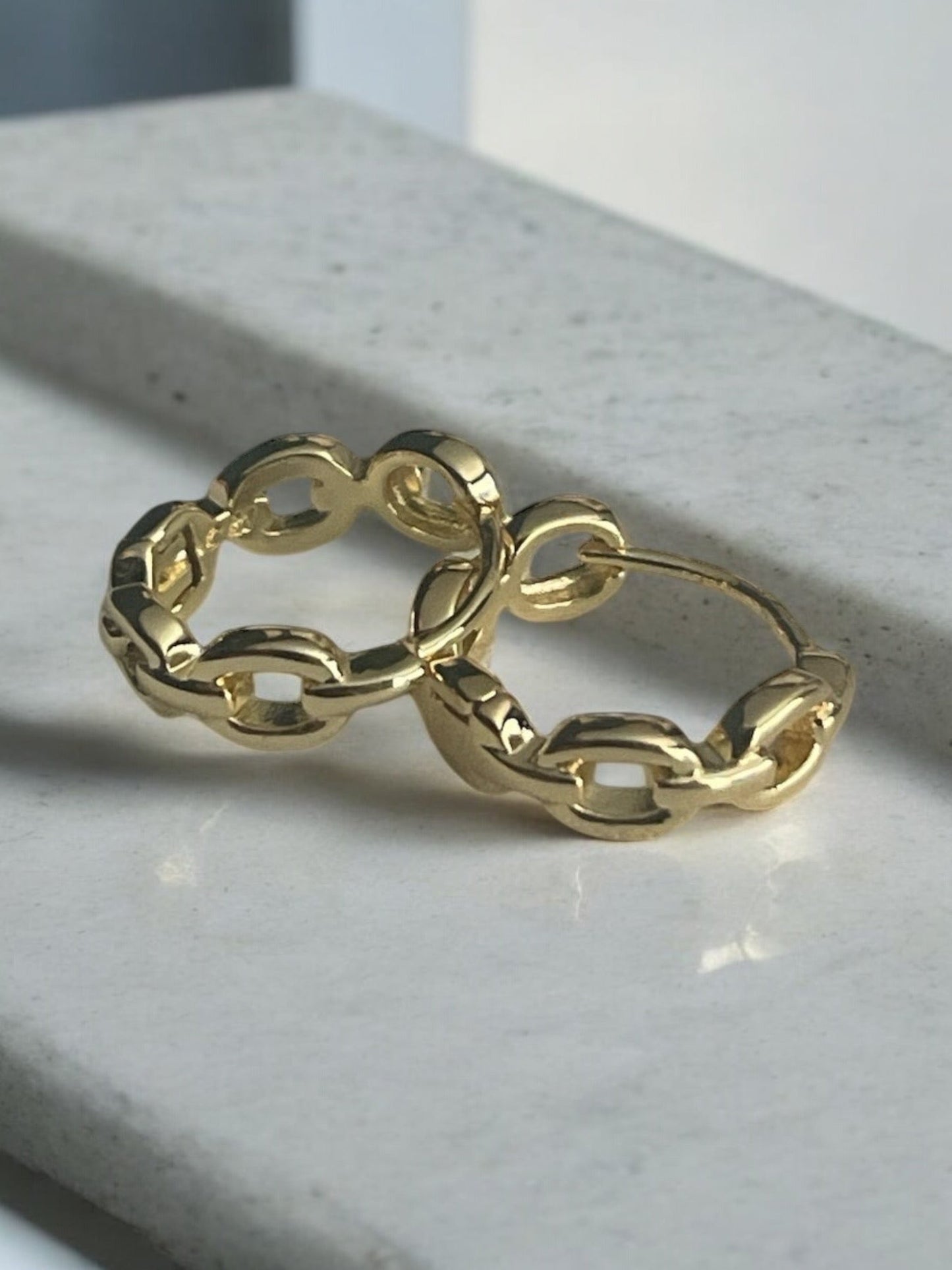 Chain Link Style 14k Gold Electroplated Earrings