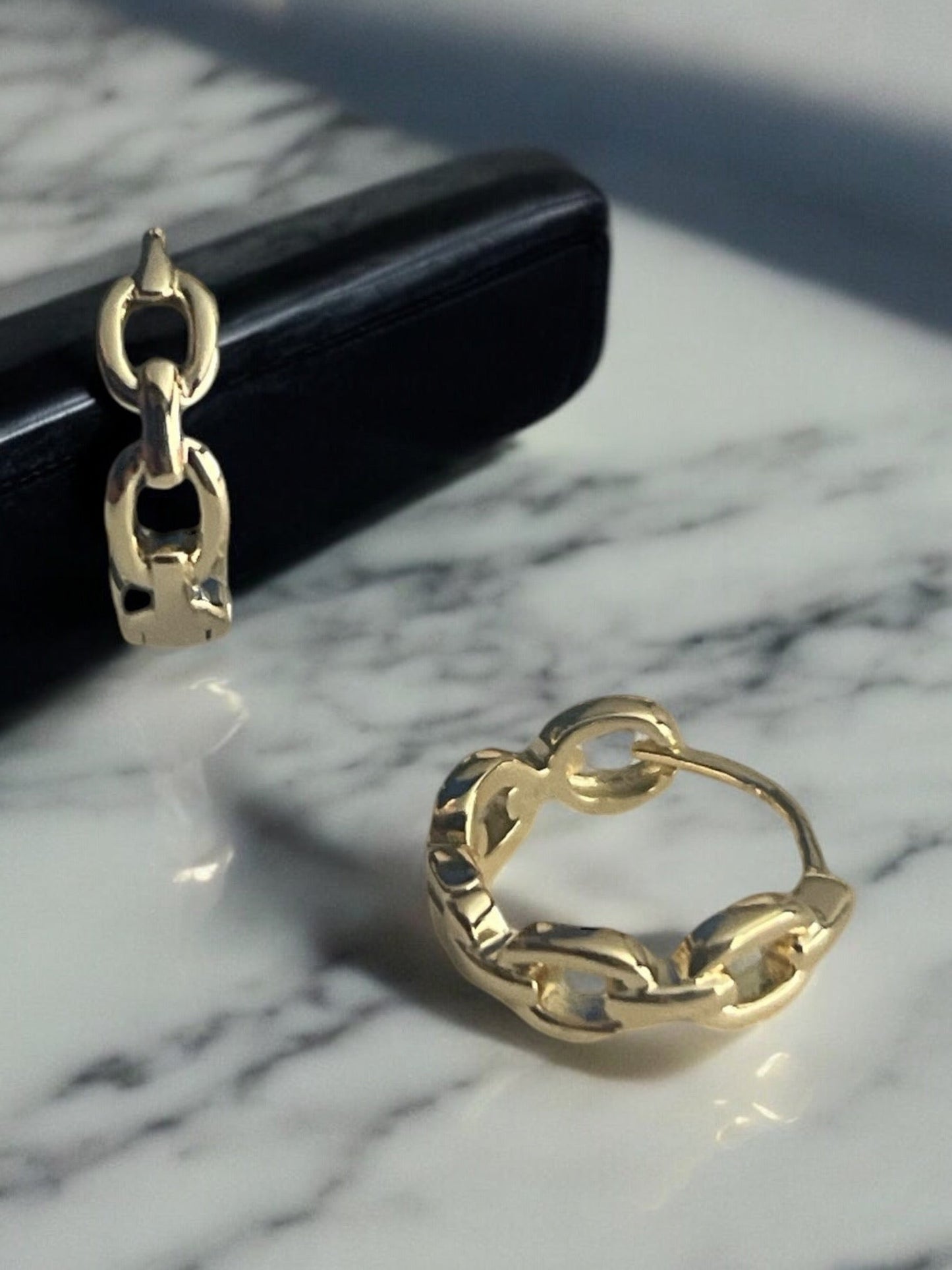 Chain Link Style 14k Gold Electroplated Earrings