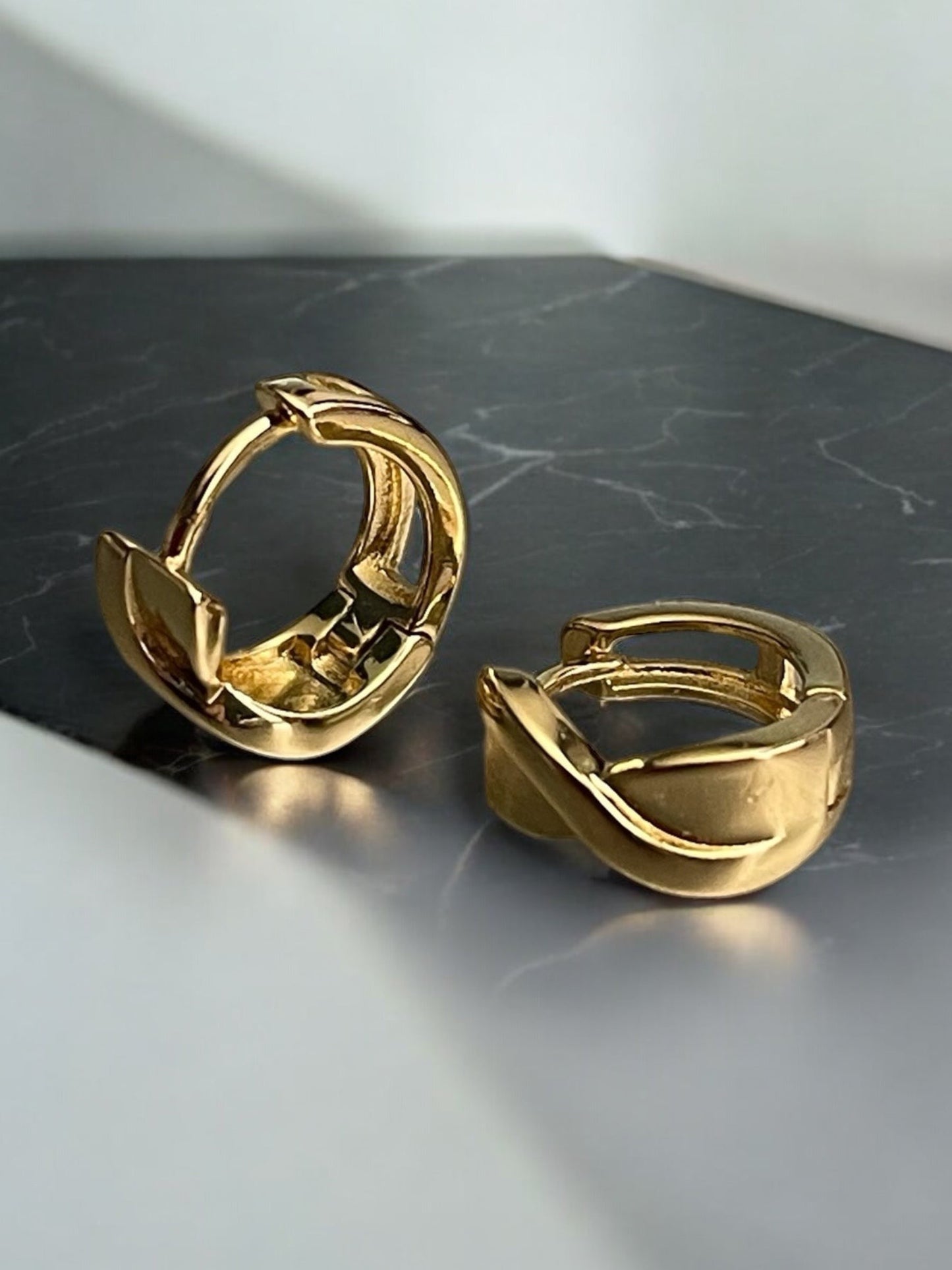 Plain Polished 14k Gold Electroplated Hoop Earrings