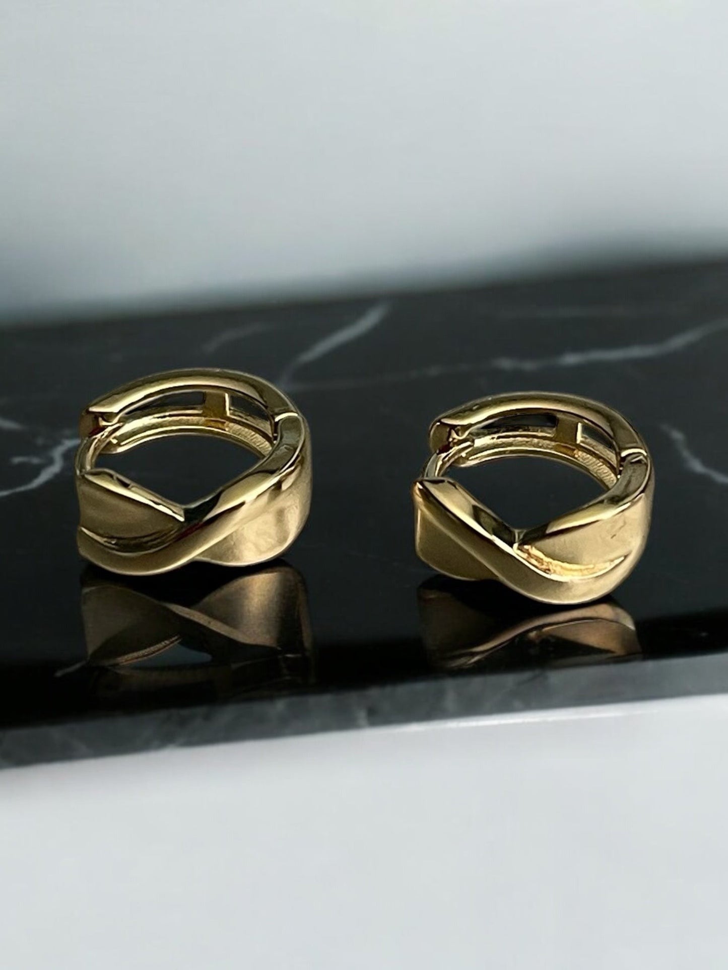 Plain Polished 14k Gold Electroplated Hoop Earrings