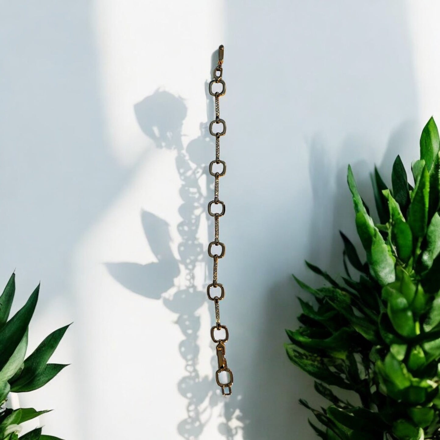 Square Link 18k Gold Electroplated Bracelet