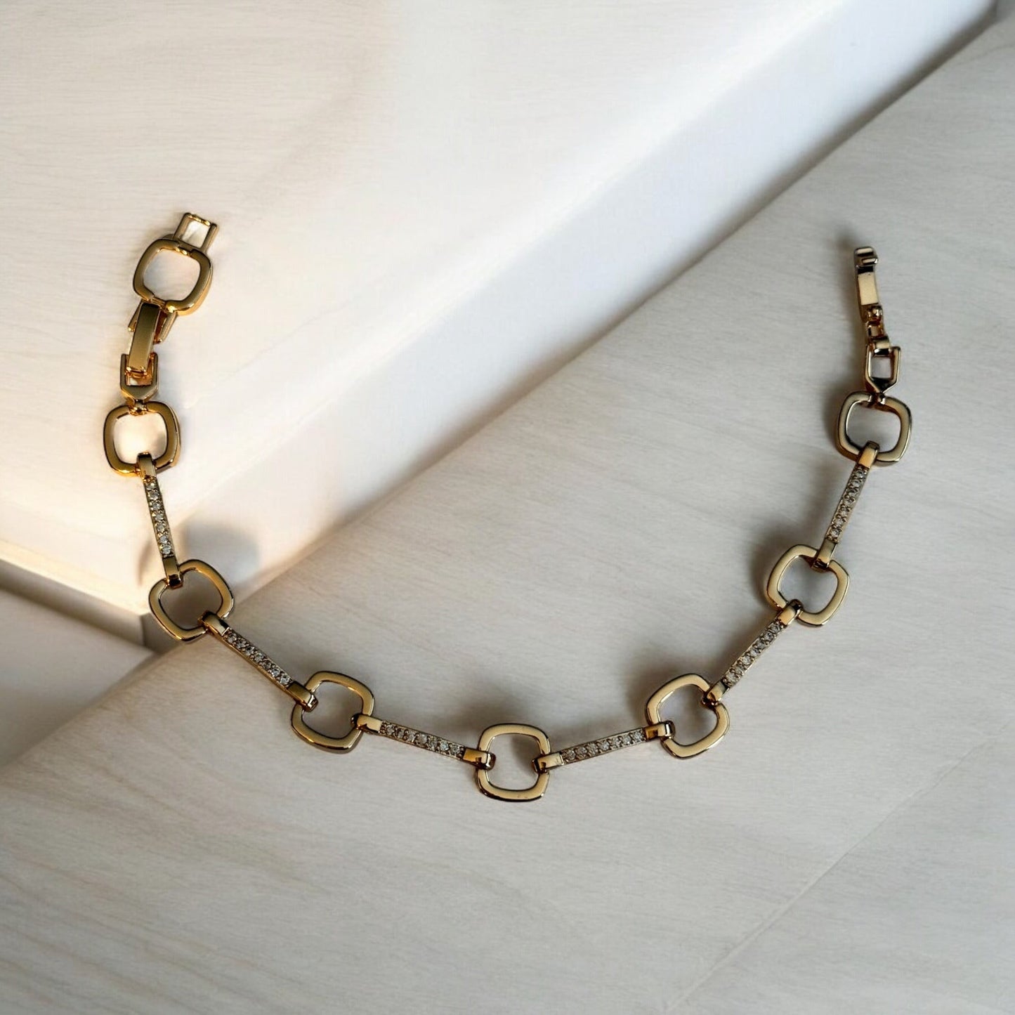 Square Link 18k Gold Electroplated Bracelet