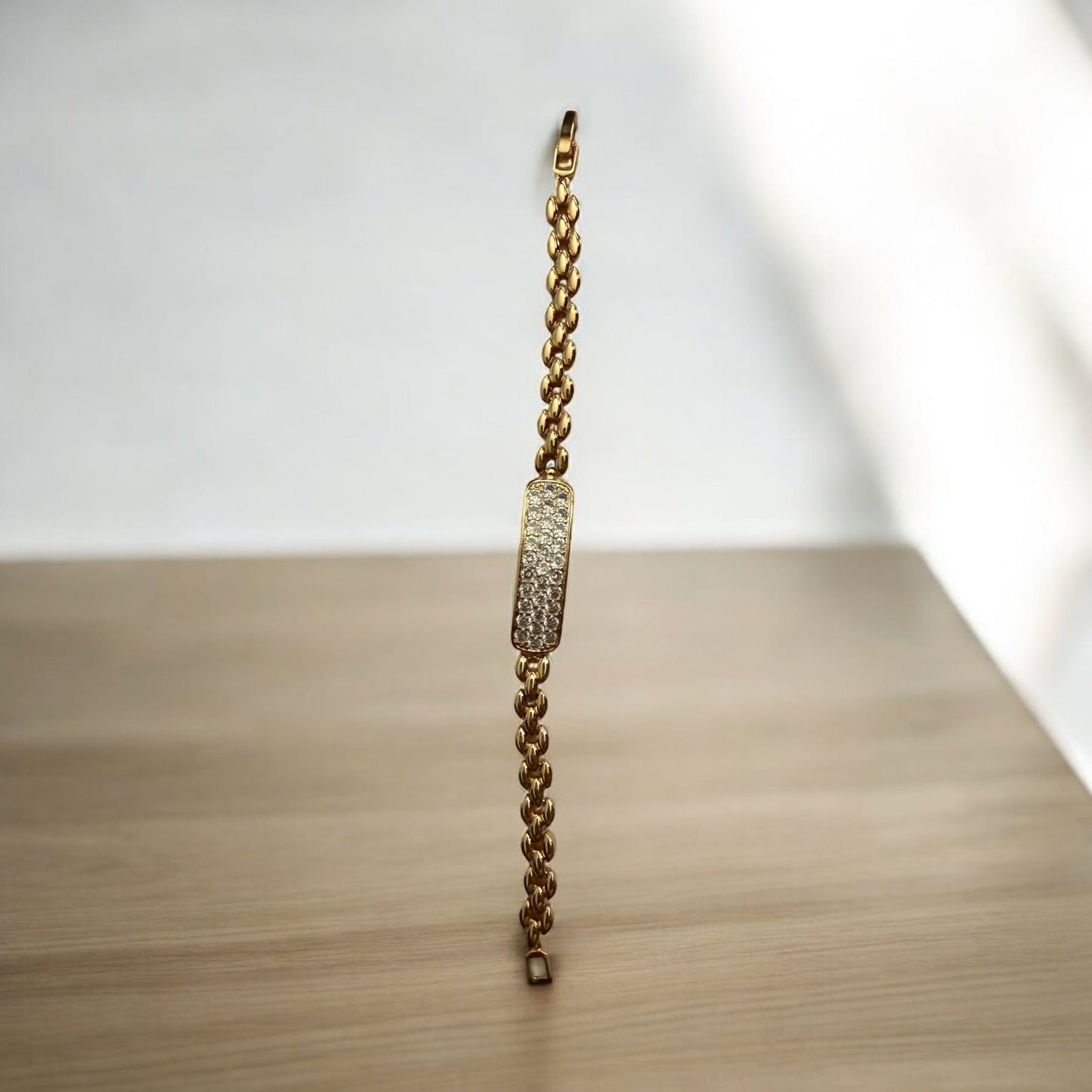 ID Style 18k Gold Electroplated CZ Bracelet